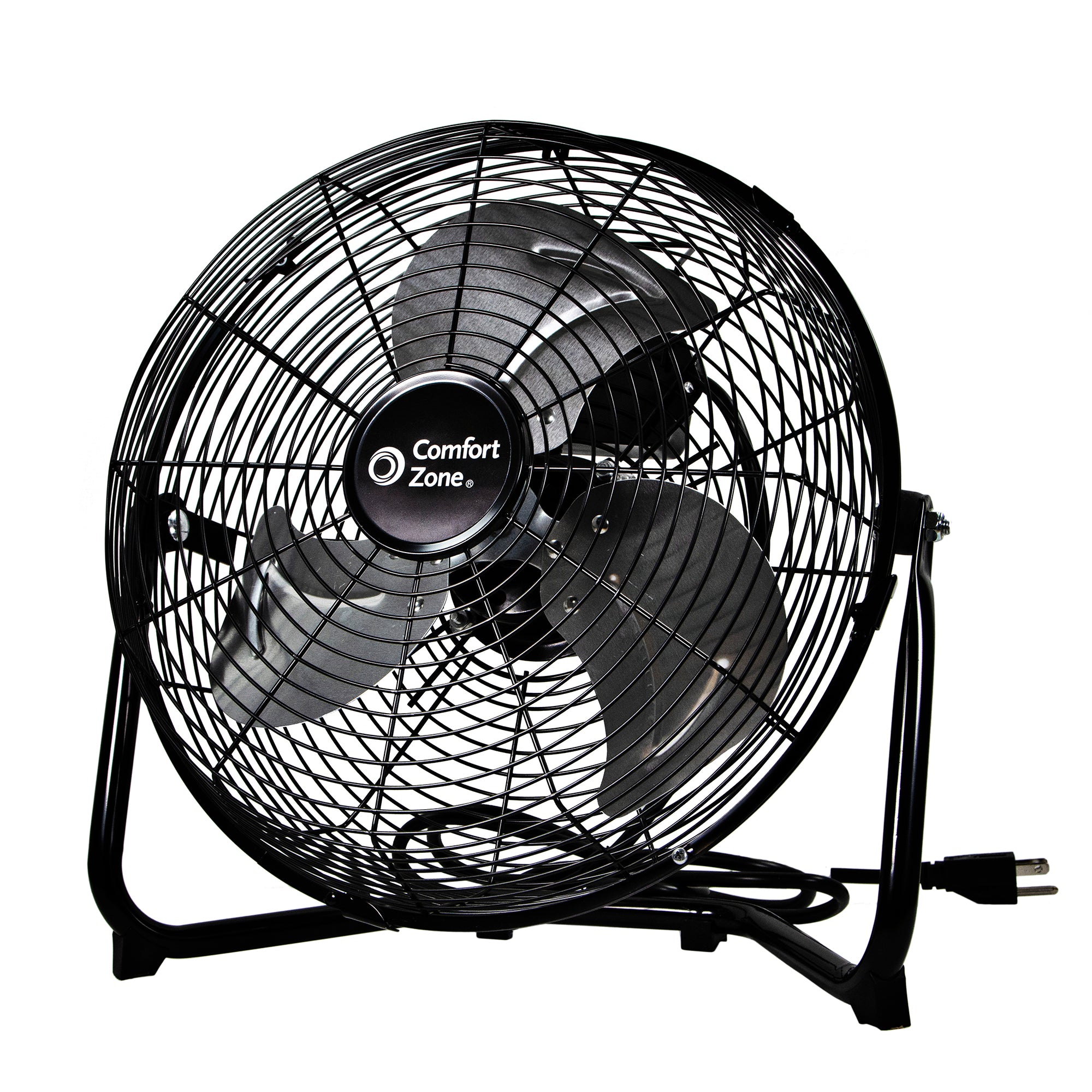 Comfort Zone 12" High Velocity 3 Speed 180 Degree Adjustable Cradle Fan, Black