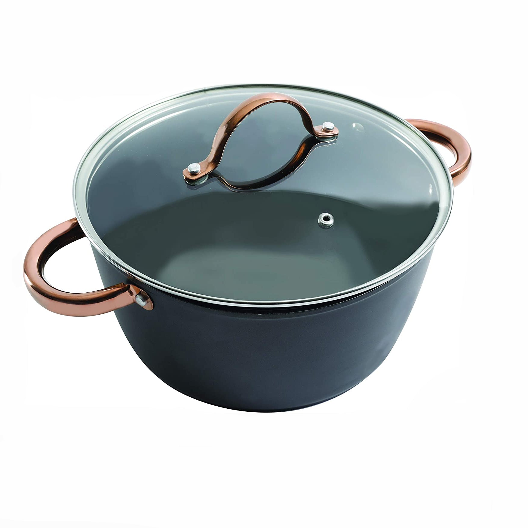 Oster Allsberg Non Stick Aluminum 10 Piece Cookware Set w/ Rose Gold Handles - VMInnovations