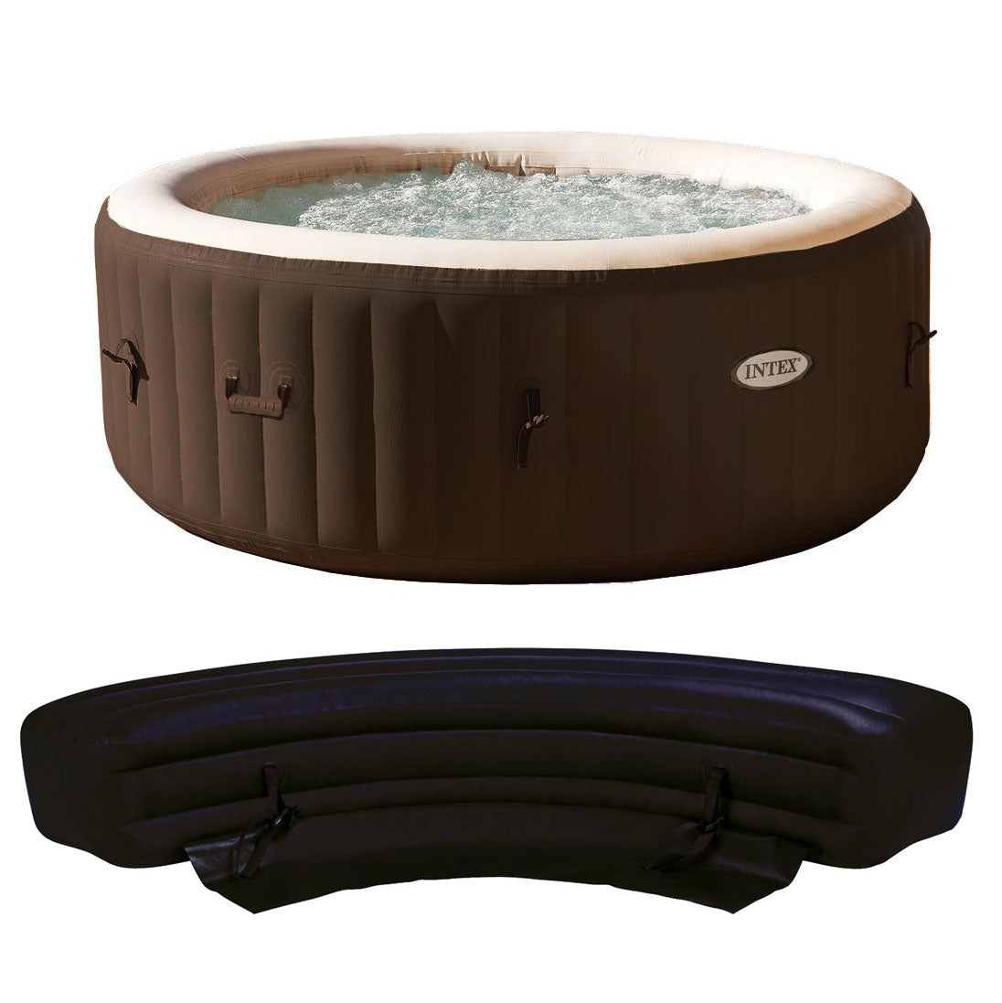 Intex PureSpa 4 Person Inflatable Bubble Jet Portable Hot Tub with Bench Add On