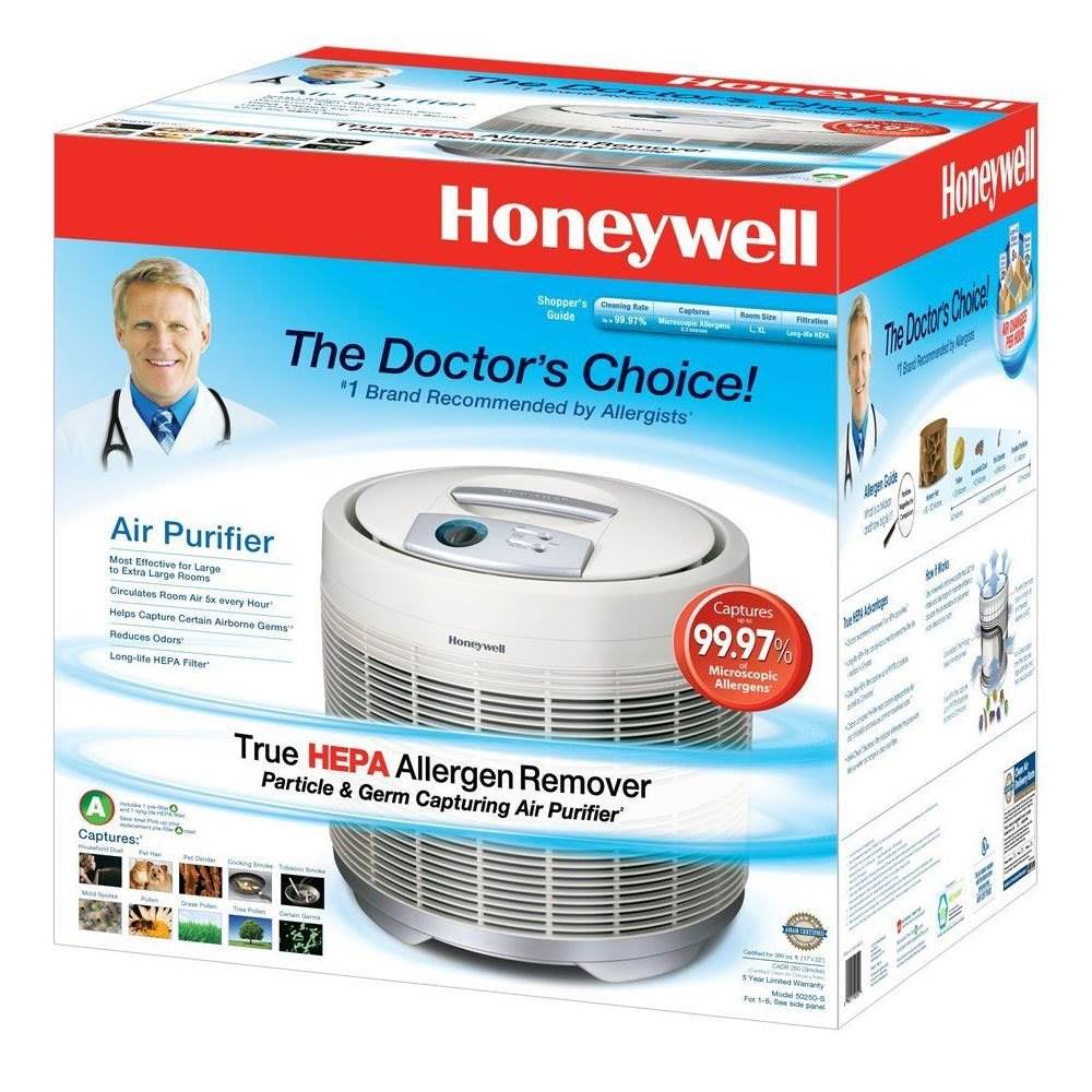 Honeywell True HEPA Germ Fighting Allergen Reducer Air Purifier, White (2 Pack)