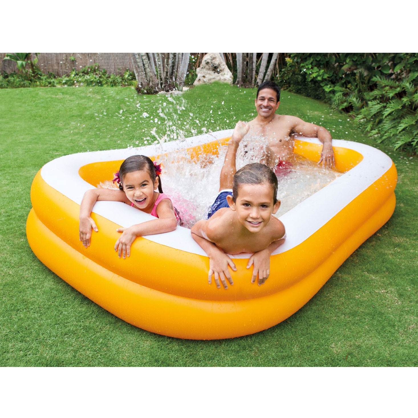Intex 90in x 58in x 18in Outdoor Inflatable Family Swim Center, Orange (2 Pack) - VMInnovations