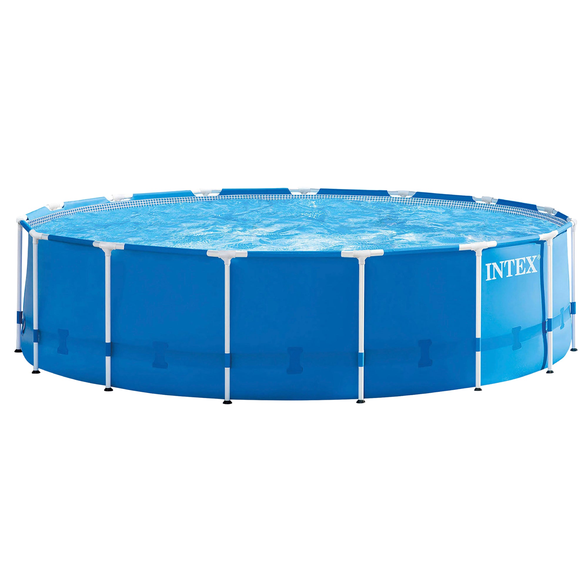 Intex Metal Frame 15' x 48" Outdoor Above Ground Pool Set with Round Pool Cover