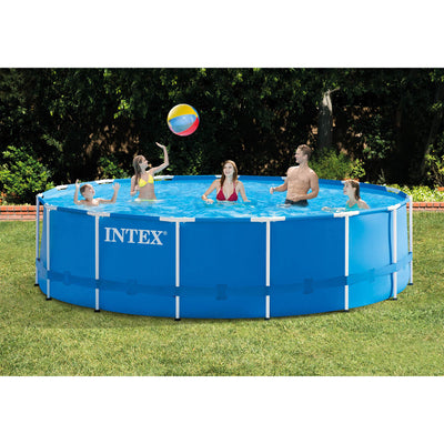 Intex Metal Frame 15' x 48" Outdoor Above Ground Pool Set with Round Pool Cover