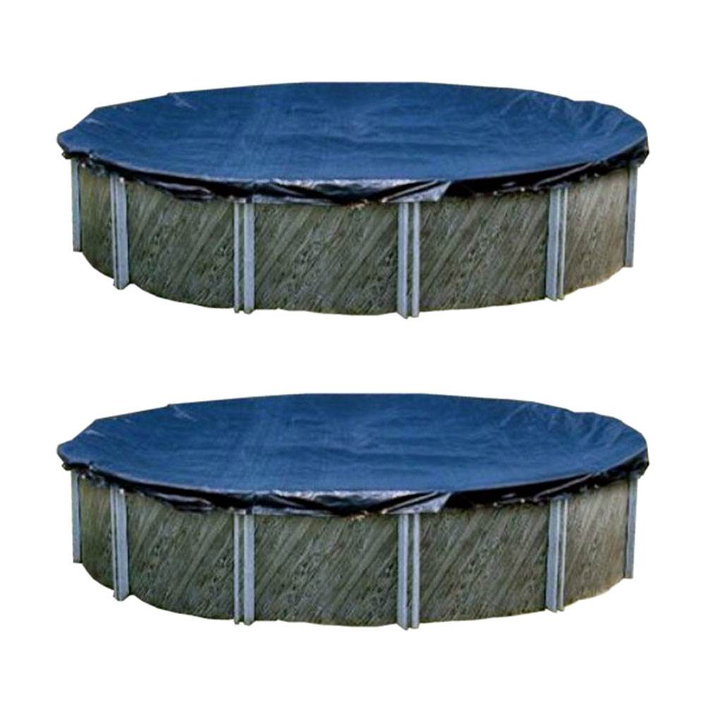 Swimline 30 Foot Heavy Duty Deluxe Round Above Ground Winter Pool Cover (2 Pack)