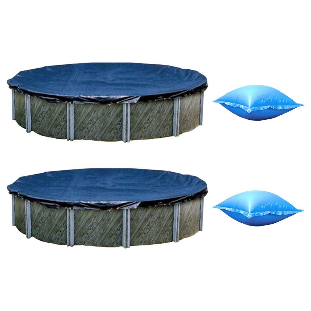 Swimline 18' Round Above Ground Winter Pool Cover (2 Pack) & Air Pillow (2 Pack)