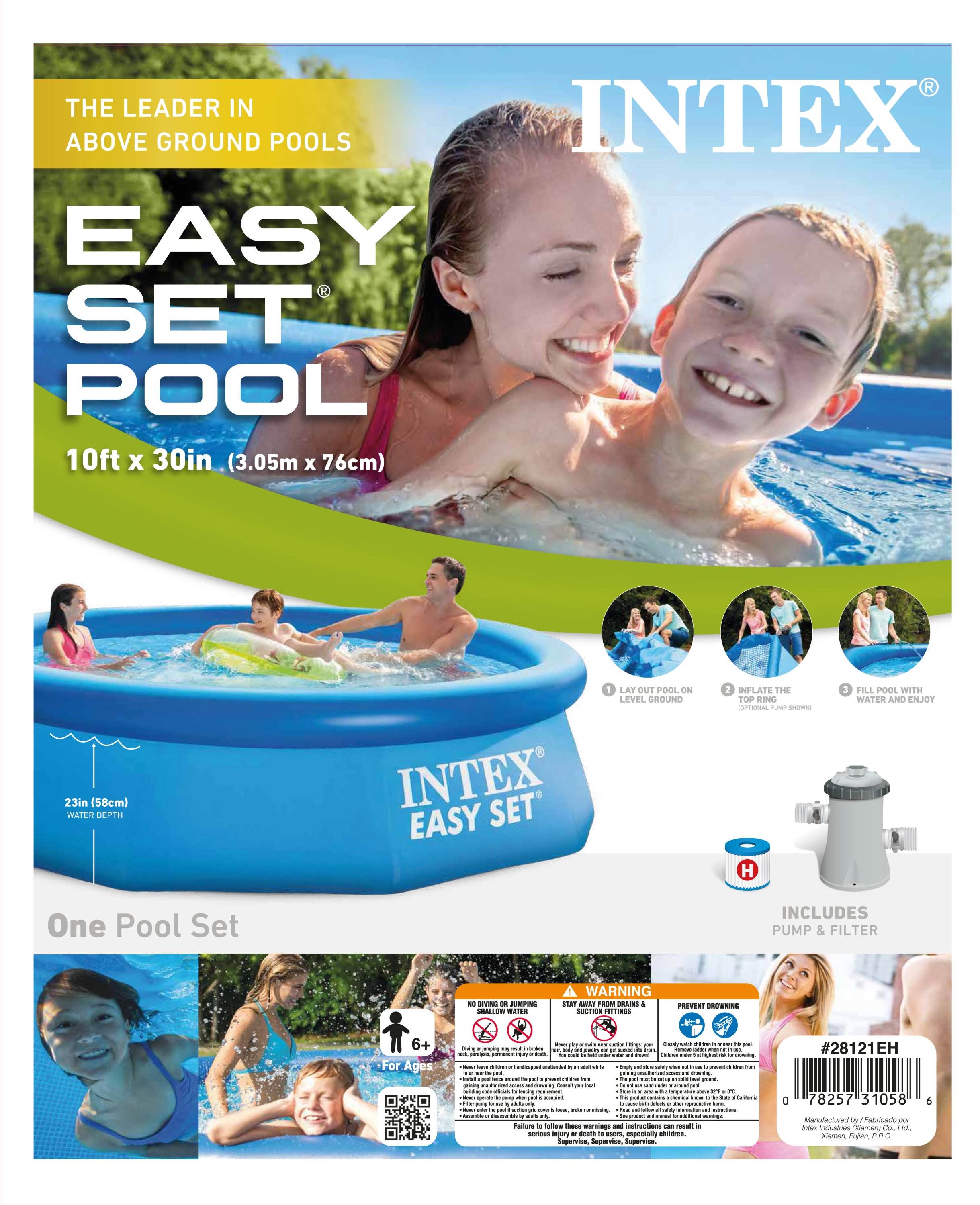 Intex 10ft x 30in Easy Set Above Ground Inflatable Pool, Filter, & Pump (2 Pack) - VMInnovations