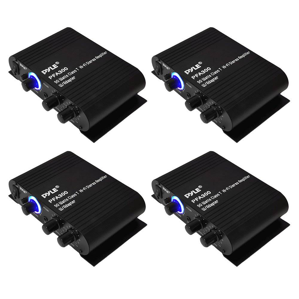 Pyle PFA300 2 Channel Hi Fi Home Audio Stereo Speakers Amplifier w/Aux (4 Pack) - VMInnovations