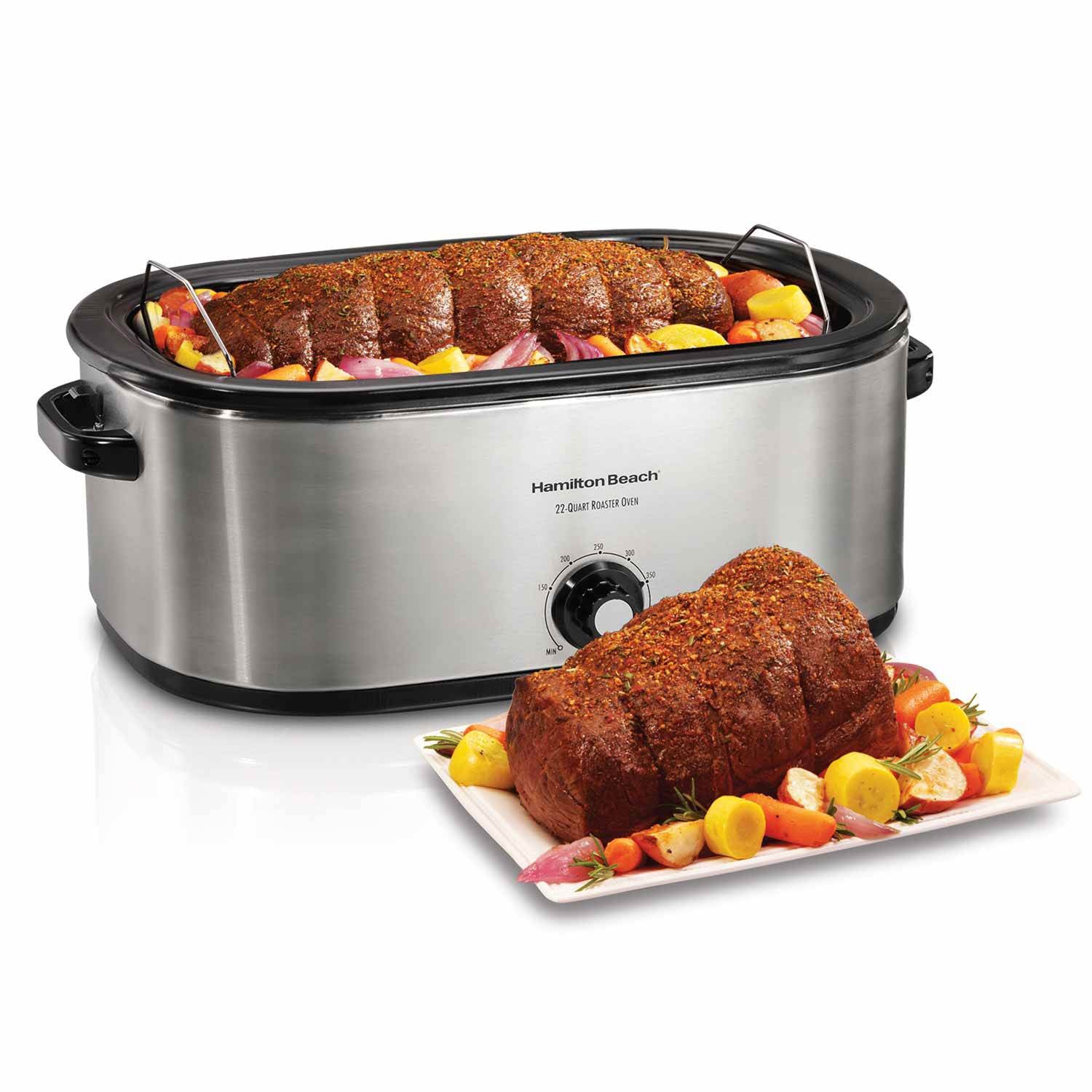 Hamilton Beach 32229R 22 Quart Stainless Steel Electric Roaster Oven, Silver