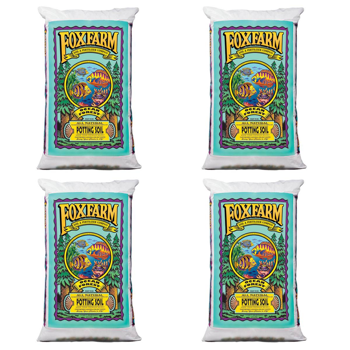 FoxFarm Ocean Forest 6.3-6.8 pH Plant Garden Potting Soil Mix, 40 Pounds(4 Pack)