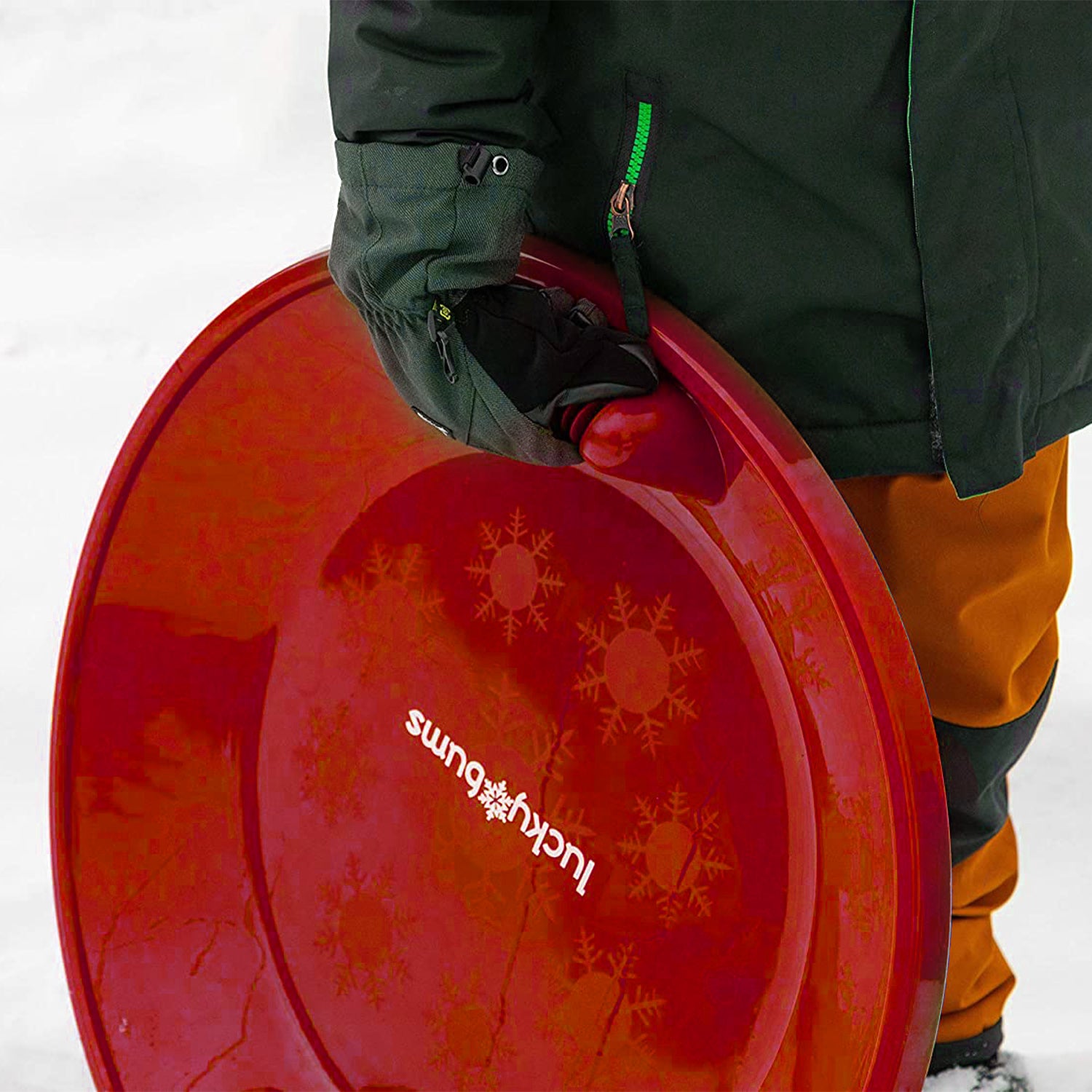 Lucky Bums Circular Saucer Snow Sled for Winter Sledding, 25 Inch Diameter, Red - VMInnovations