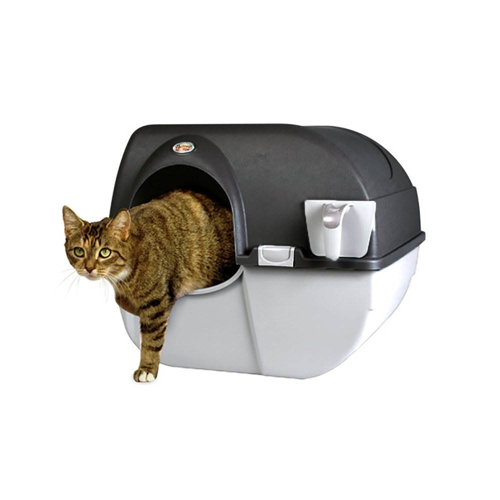 Omega Paw Roll 'N Clean Self Cleaning Covered Cat Kitten Litter Box, Regular - VMInnovations