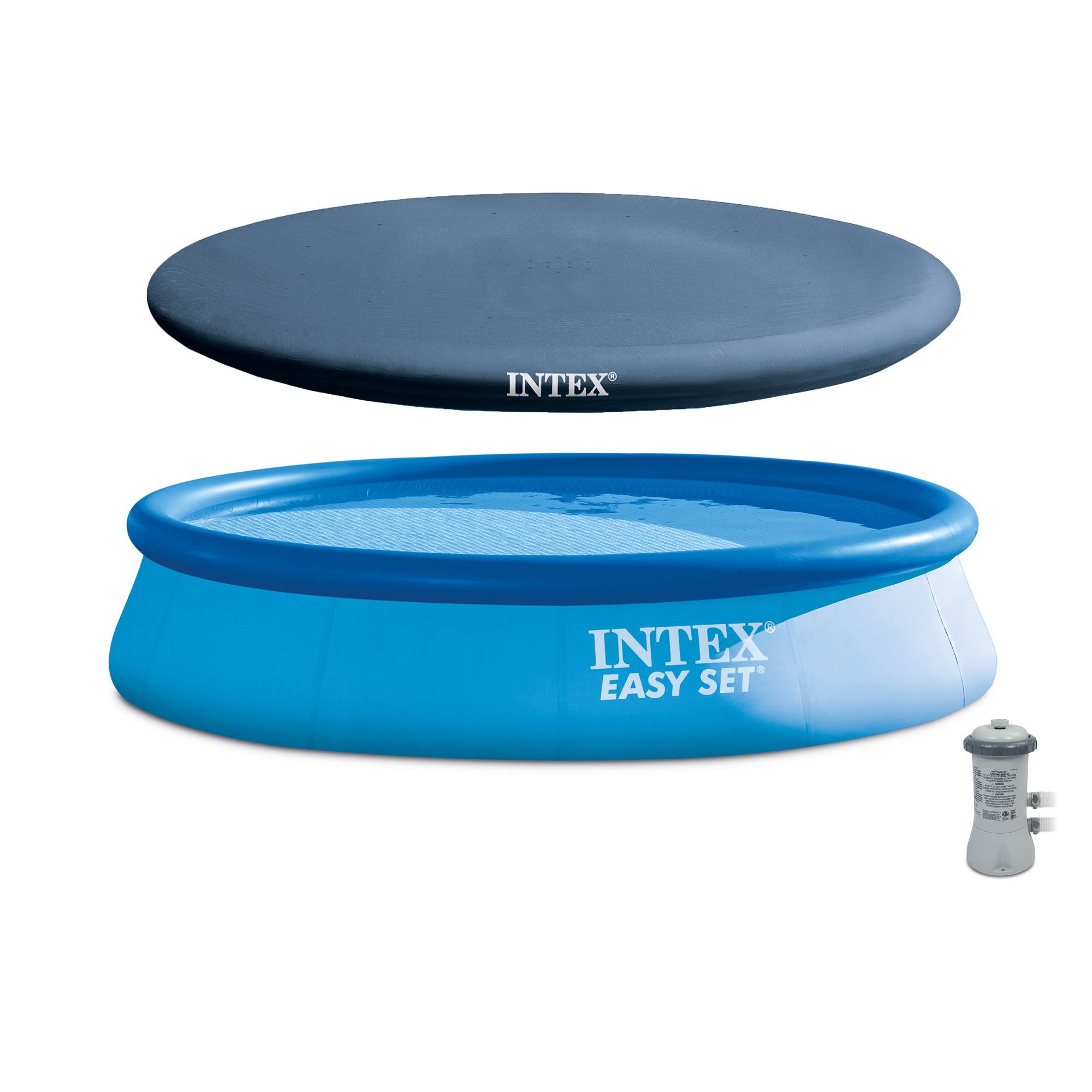 Intex 13' x 32" Easy Set Above Ground Swimming Pool Kit & Filter Pump & Cover - VMInnovations