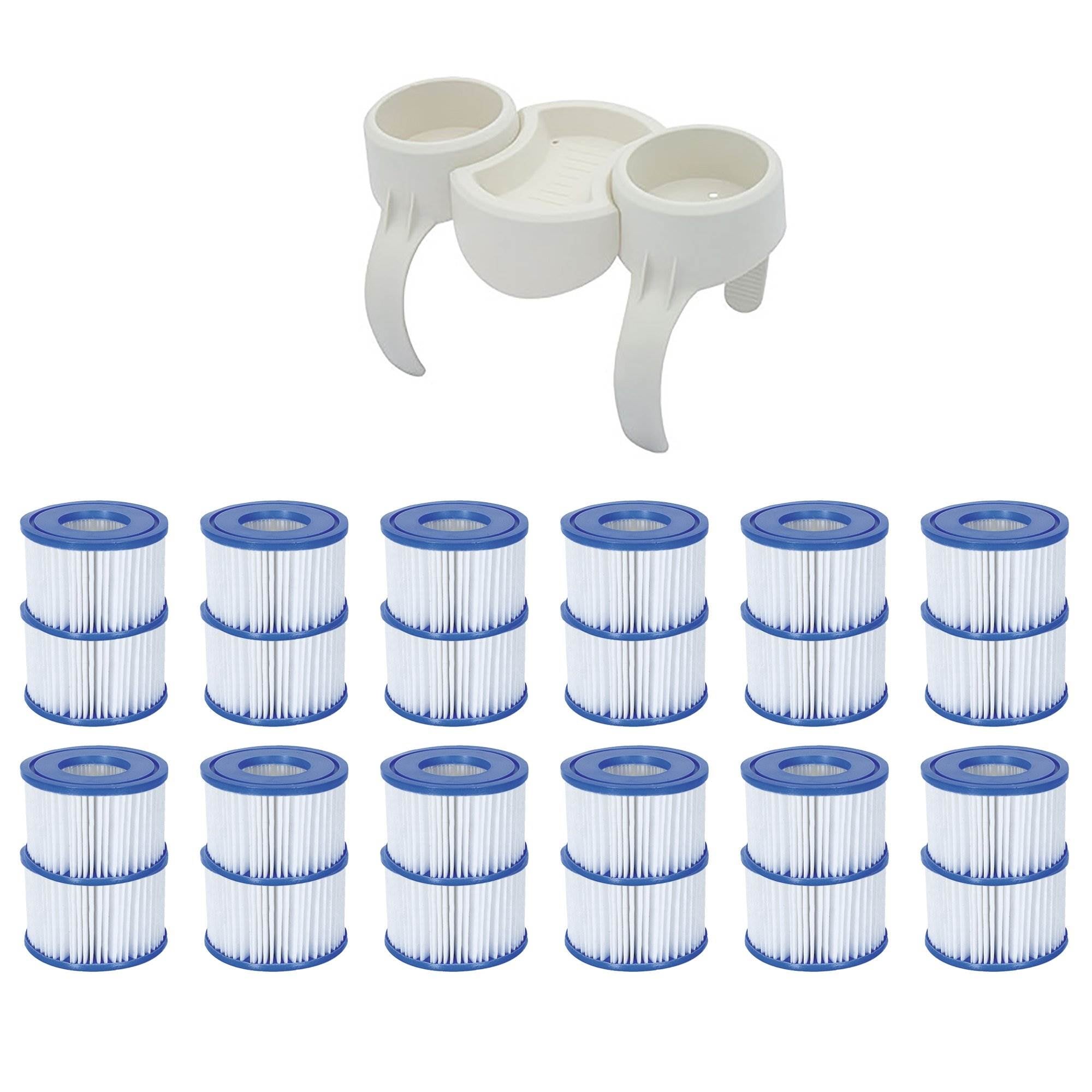 Bestway Plastic SaluSpa Drinks Holder and Snack Tray & Type VI Filters (24 Pack) - VMInnovations