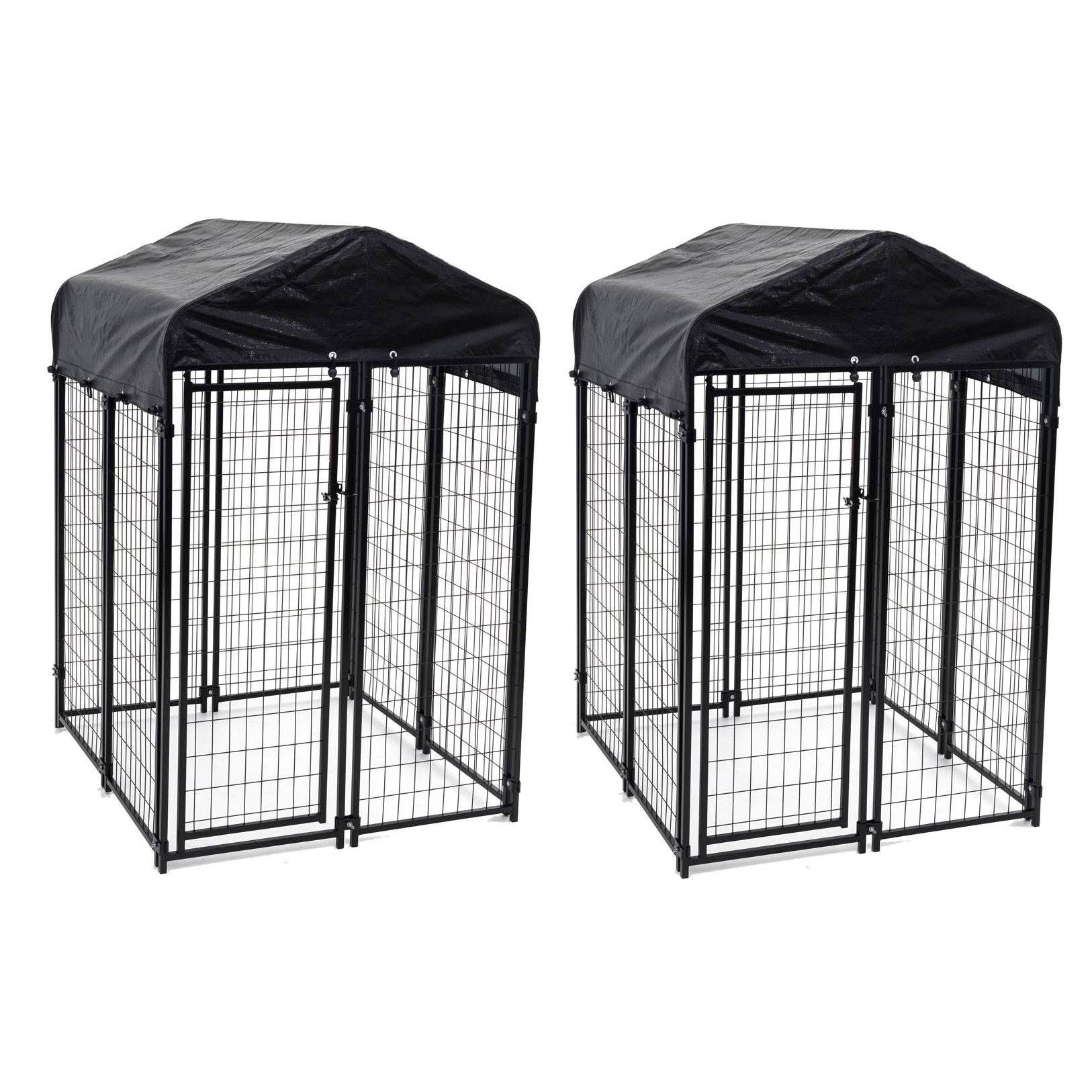 Lucky Dog Uptown 4 x 4 x 6 Foot Heavy Duty Outdoor Covered Dog Kennel (2 Pack) - VMInnovations