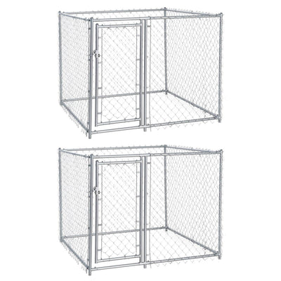 Lucky Dog 5 x 5 x 4 Foot Heavy Duty Outdoor Chain Link Dog Kennel (2 Pack)