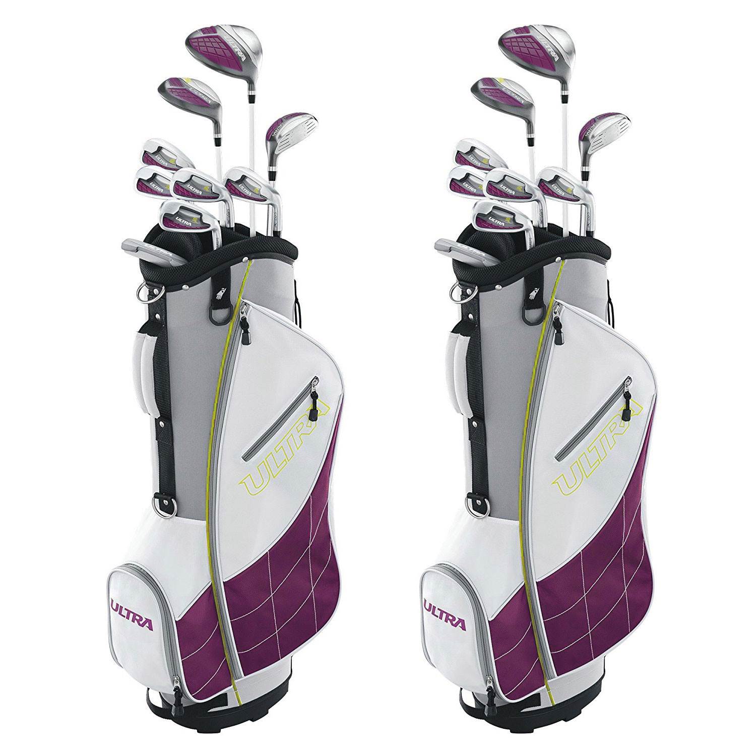 Wilson Ultra Womens Right Handed Golf Club Set with Cart Bag, Plum (2 Pack)