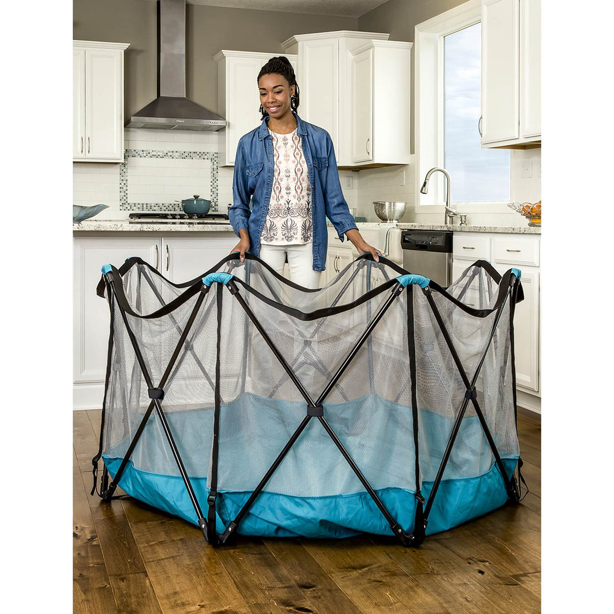 Regalo 8 Panel 62" x 26" My Play Deluxe Portable Mesh Outdoor Foldable Play Yard