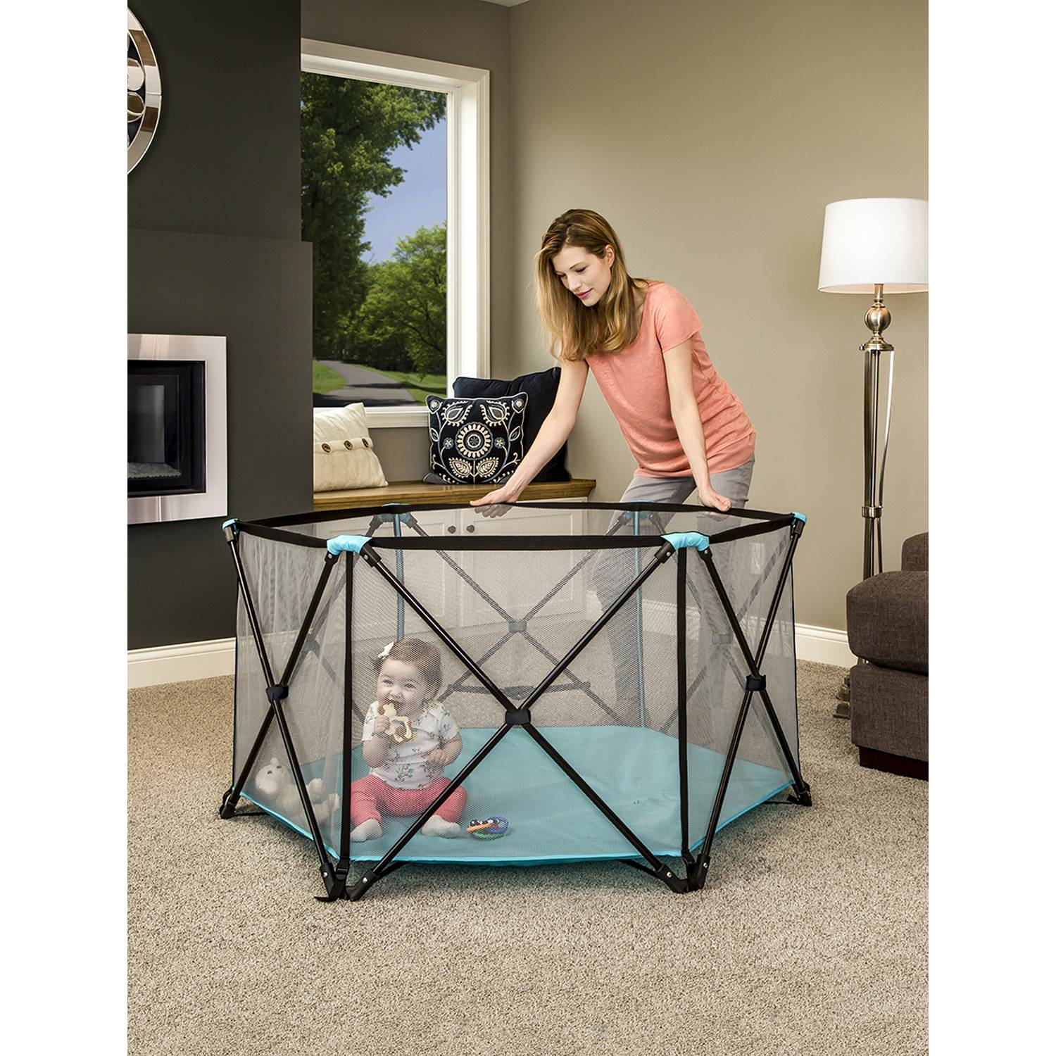 Regalo 6 Panel My Play Deluxe Portable Foldable Play Yard with Canopy (Open Box) - VMInnovations