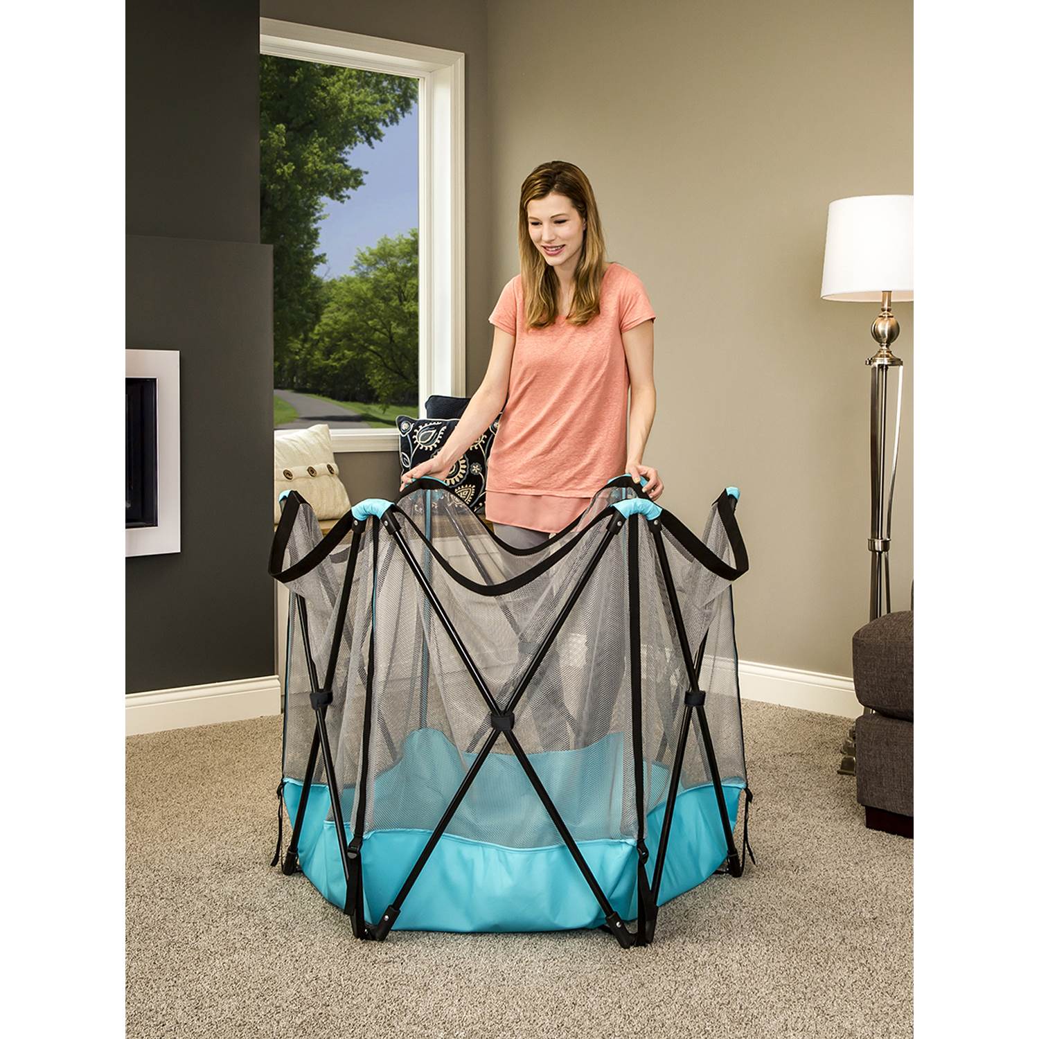 Regalo 6 Panel My Play Deluxe Portable Foldable Play Yard with Canopy (Open Box) - VMInnovations