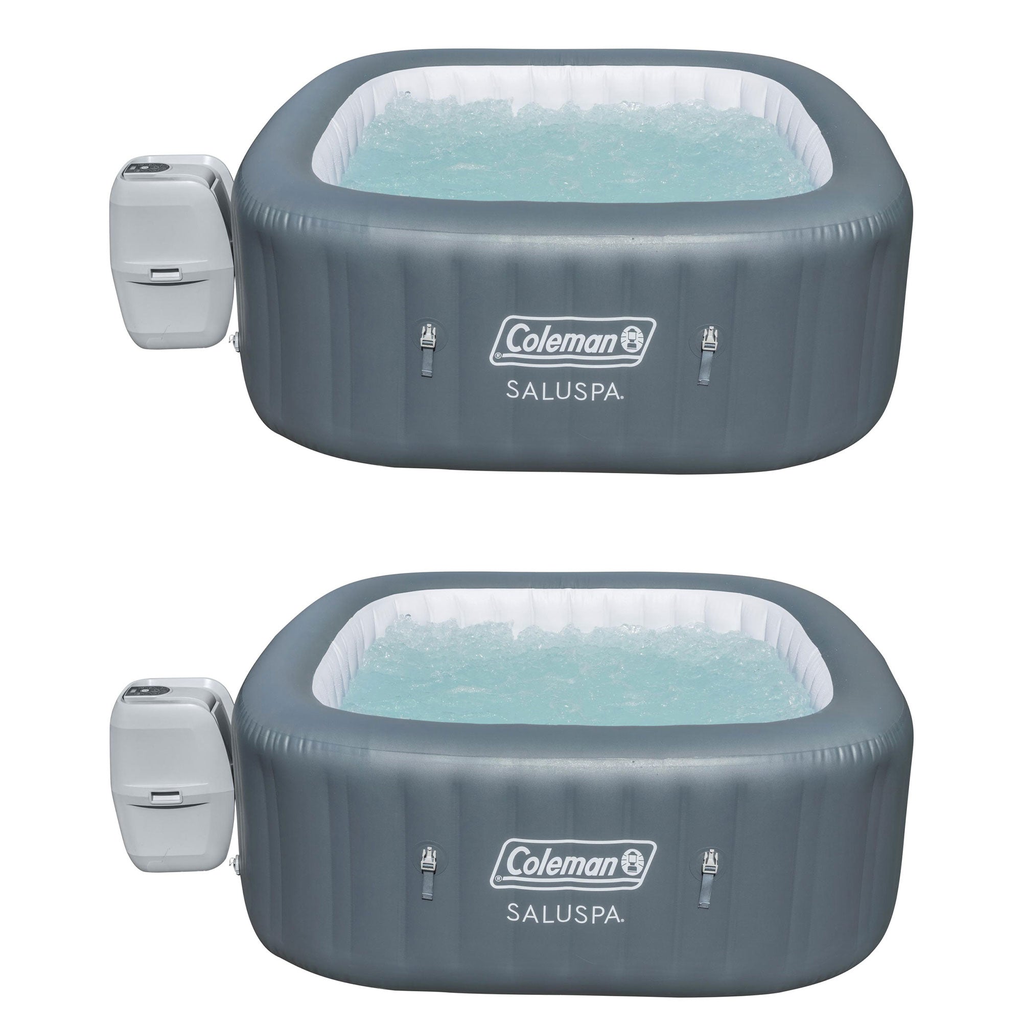 Coleman 4 Person Portable Inflatable Hot Tub (2 Pack) & Plastic Drinks Holder - VMInnovations