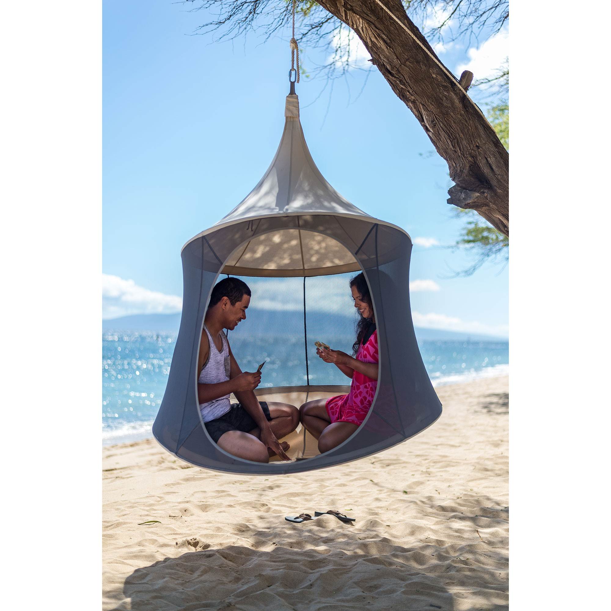TreePod Cabana 6 Foot Outdoor Tree Hanging Mesh Daybed Tent, Aquamarine (Used)