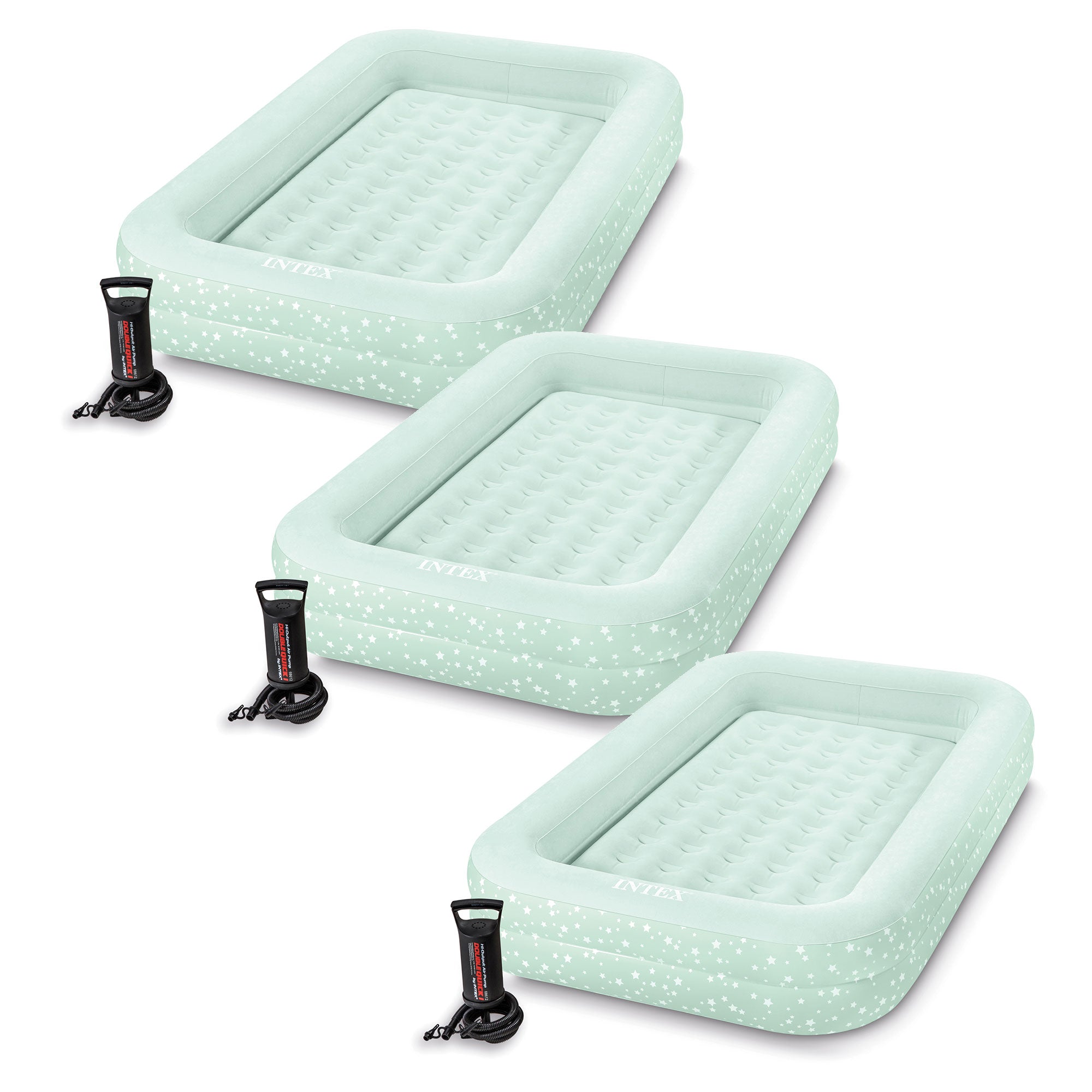 INTEX Kids Travel Inflatable Air Mattress with Raised Sides & Hand Pump (3 Pack) - VMInnovations
