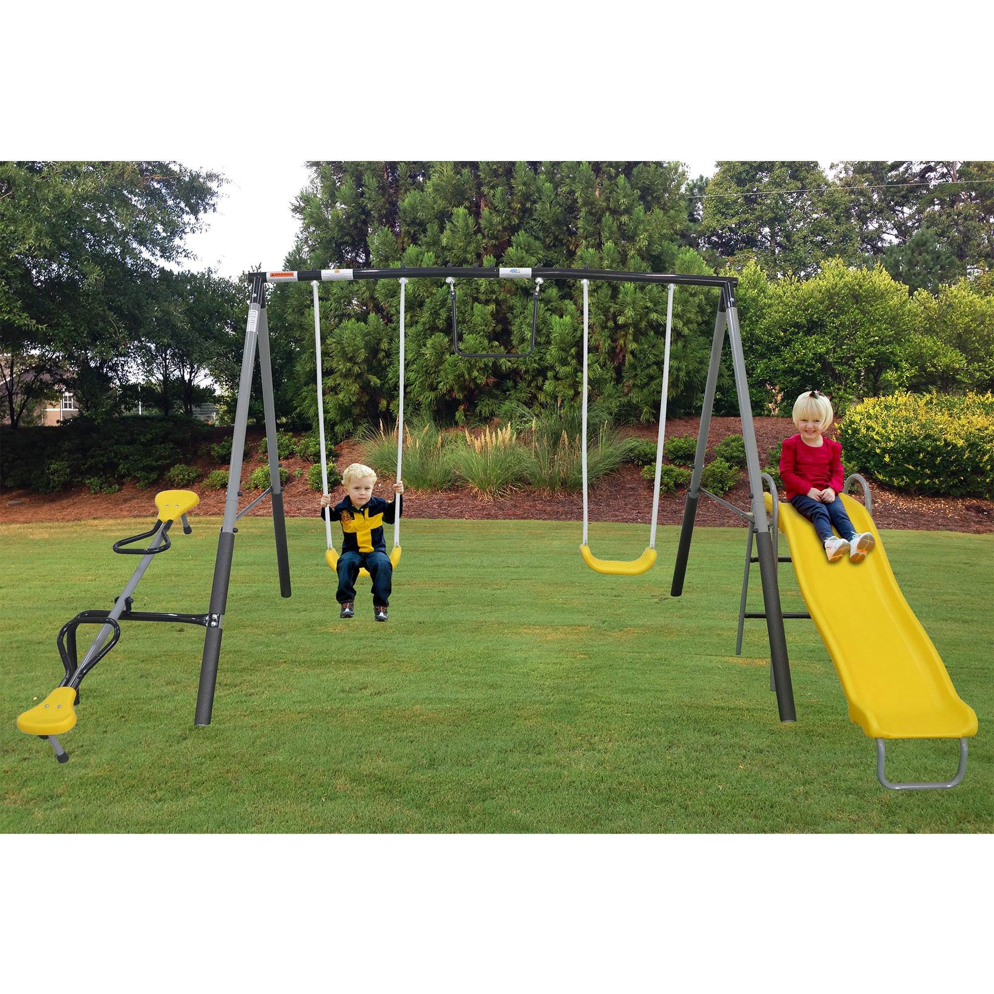 XDP Recreation The Titan Outdoor Backyard Kids Playground Swing Set with Slide - VMInnovations