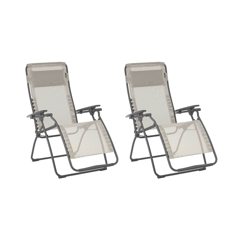 Lafuma Futura Zero Gravity Outdoor Steel Lawn Recliner Chair, Seigle (2 Pack)