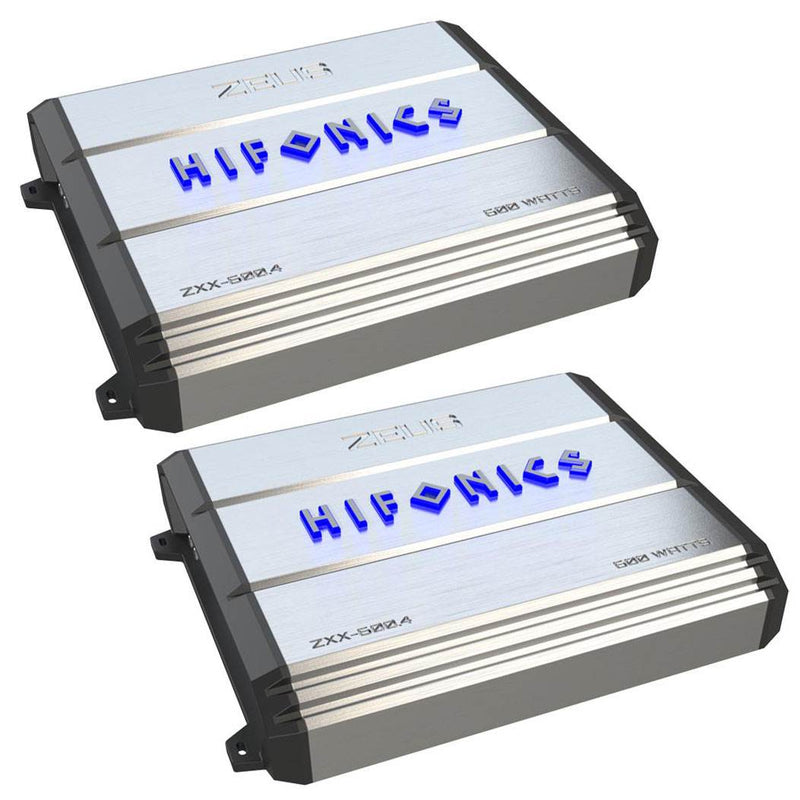 Hifonics ZXX-600.4 600 Watt 4 Channel Class A/B Bridgeable Amplifier (2 Pack)