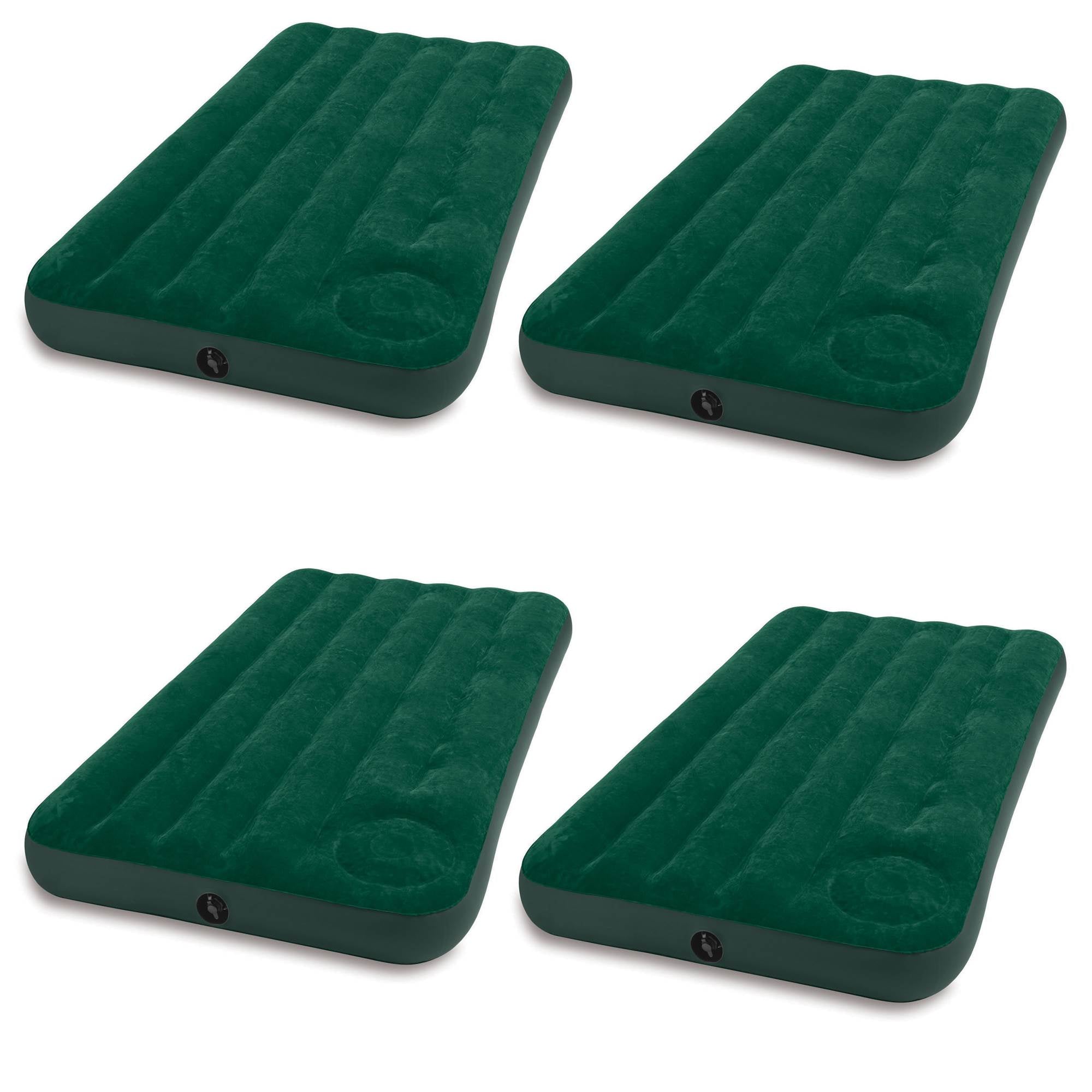 Intex Inflatable Downy Outdoor Camping Air Mattress w/ Foot Pump, Twin (4 Pack)