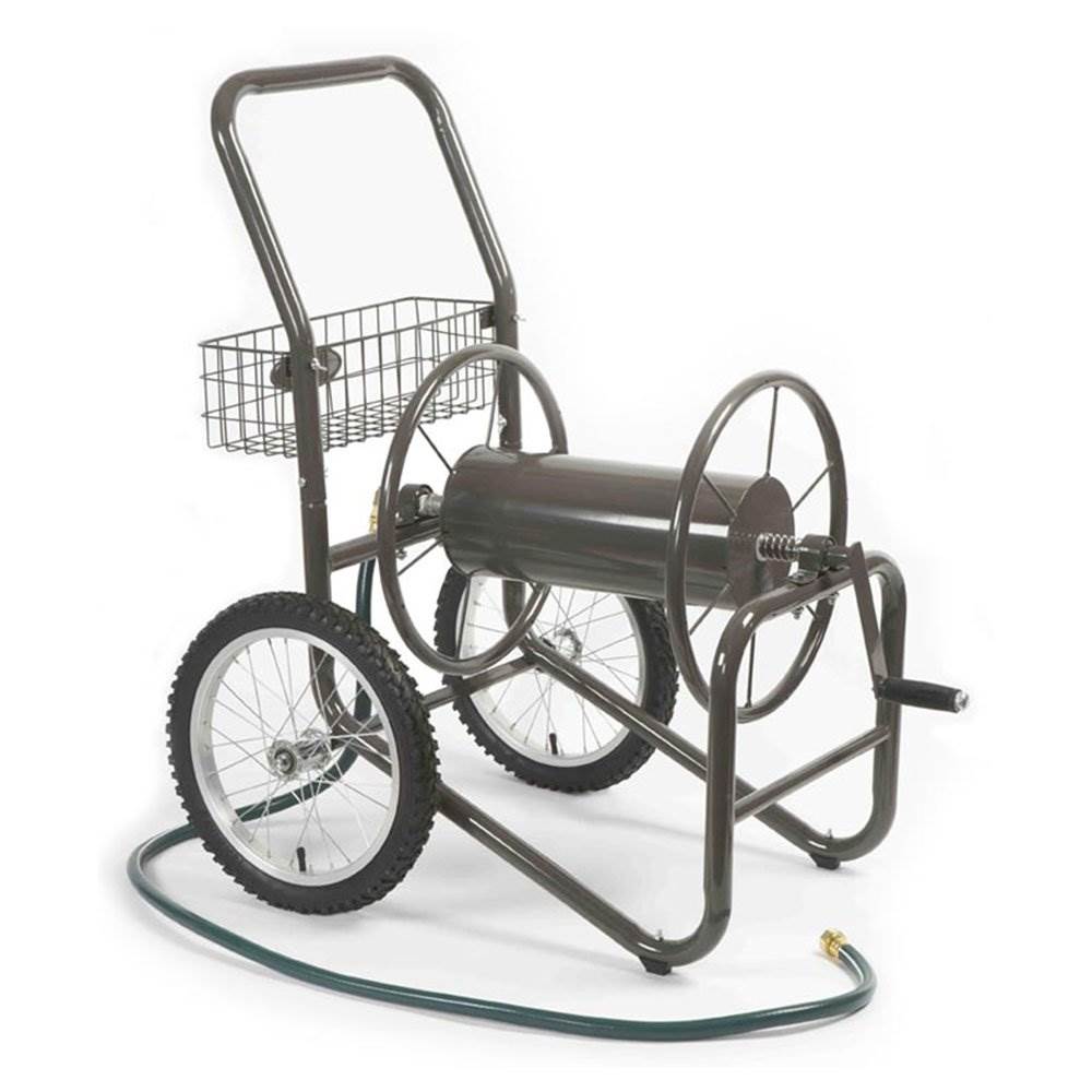 Liberty Garden 2 Wheel Steel Frame Water Hose Reel Basket Cart, Bronze (2 Pack) - VMInnovations