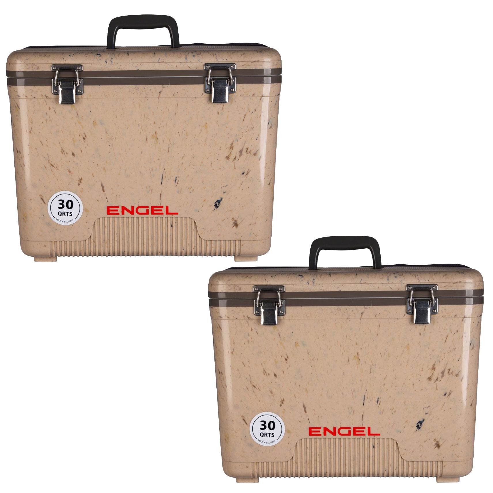 Engel 30 Quart Leak Proof Compact Lightweight Cooler and Drybox, Brown (2 Pack) - VMInnovations