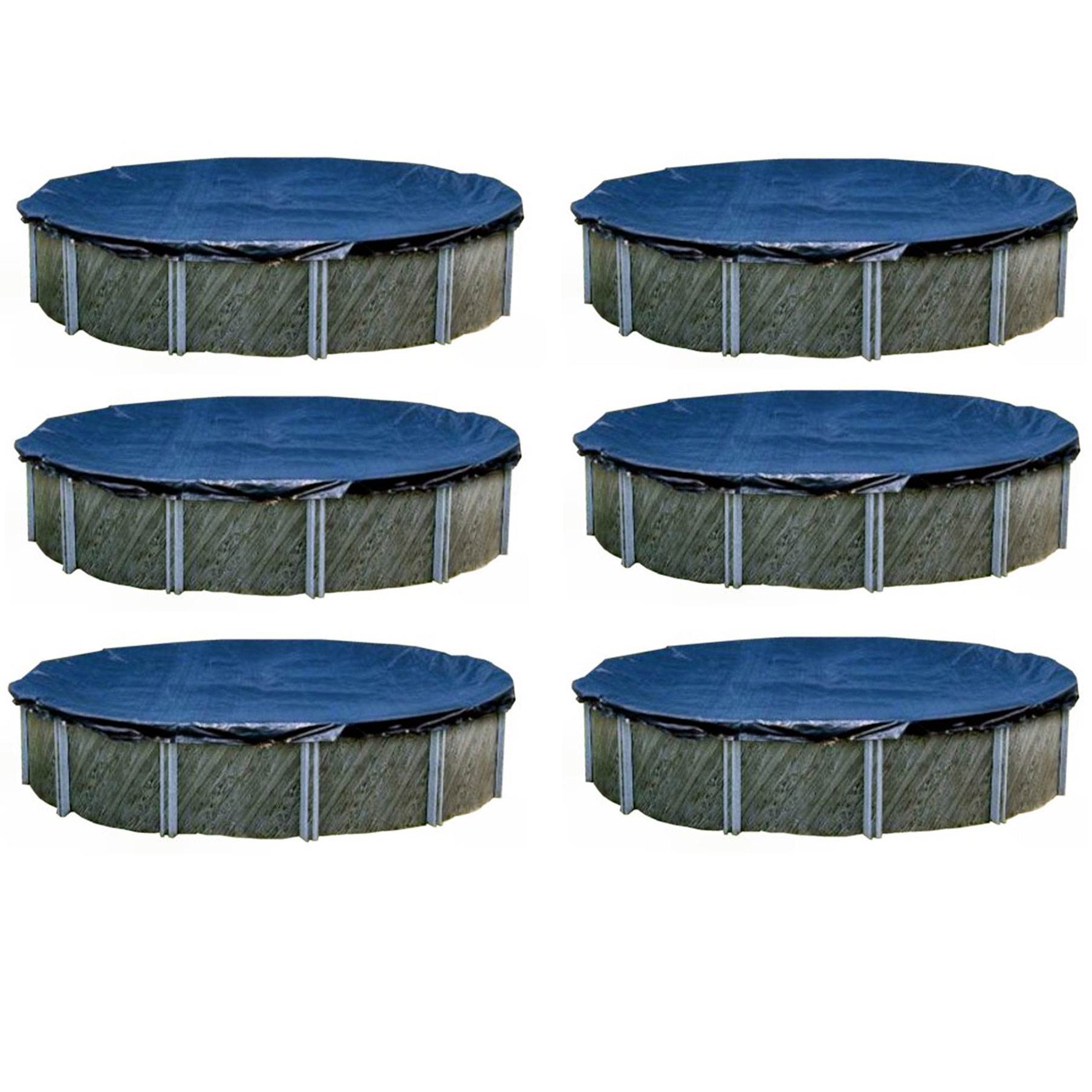 Swimline 18 Foot Above Ground Round Winter Swimming Pool Cover, Blue (6 Pack) - VMInnovations