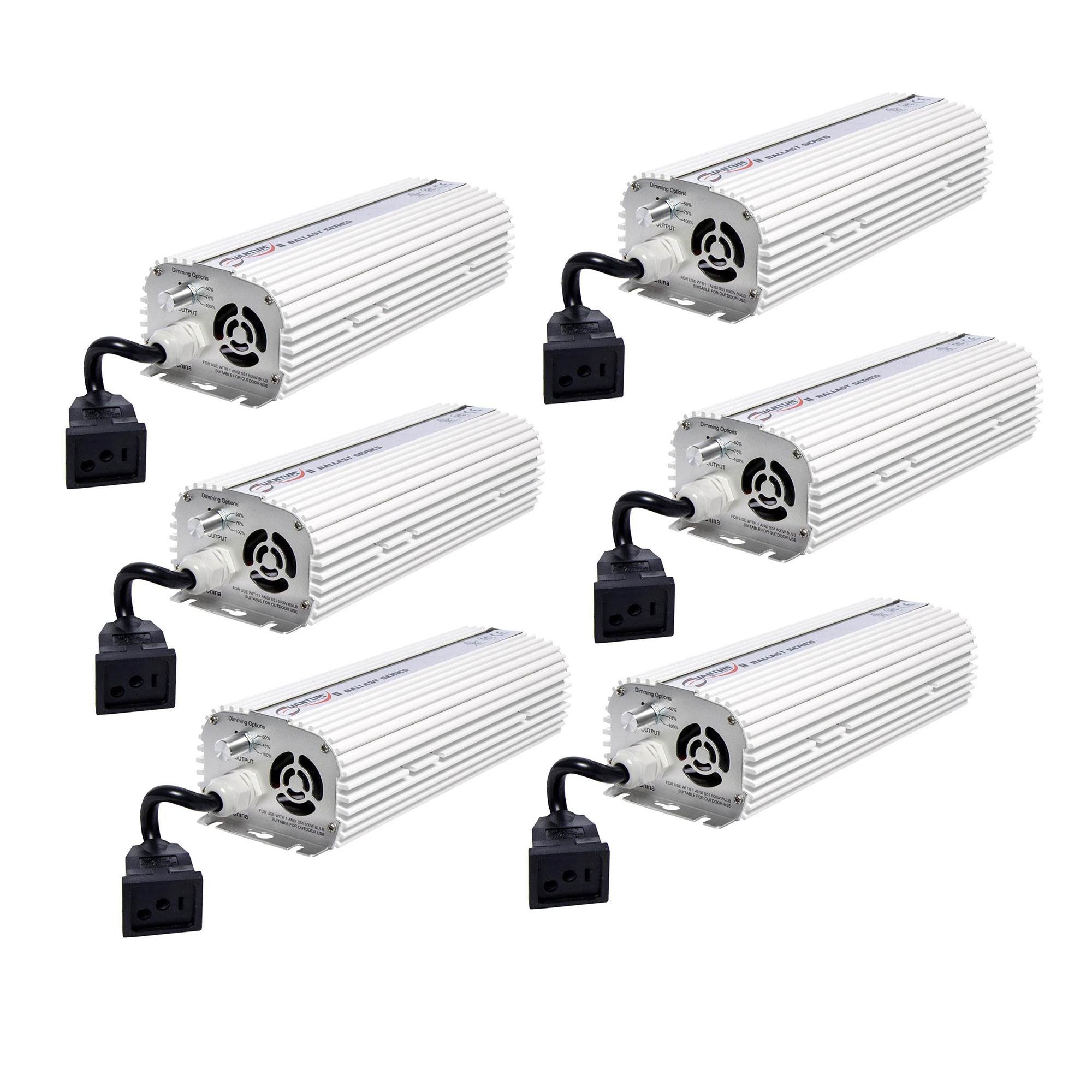 QUANTUM 600W Watt HPS & MH Dimmable Digital Grow Light Lamp Ballast (6 Pack)