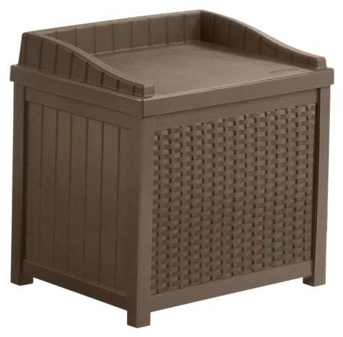 Suncast 22 Gallon Outdoor Resin Wicker Patio Deck Storage Seat, Java (2 Pack)