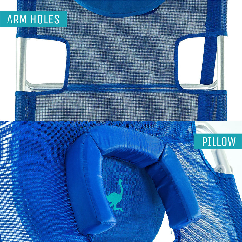 Ostrich 3 N 1 Aluminum Frame 5 Position Reclining Beach Chair, Blue (For Parts)