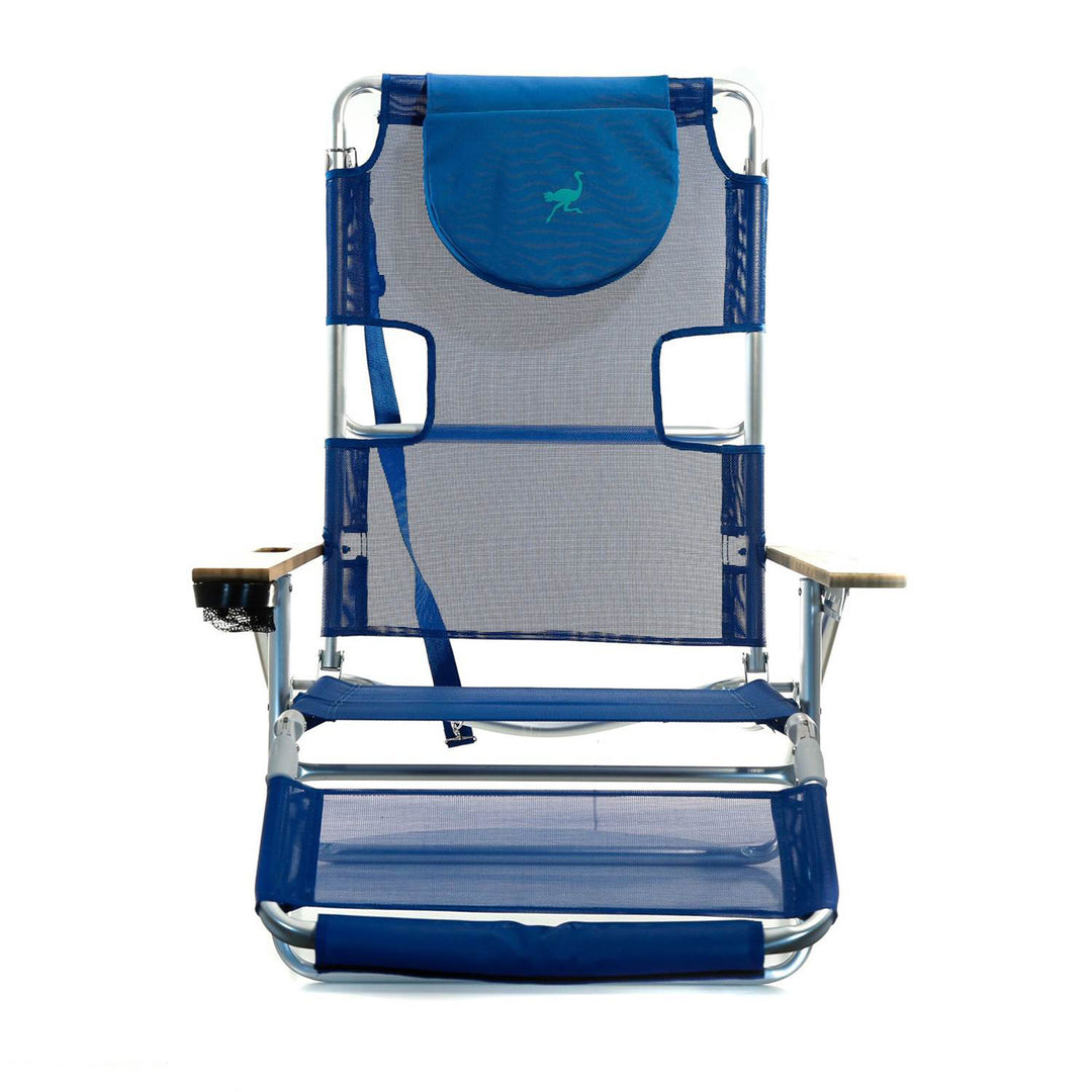 Ostrich Original 3N1 Lightweight Outdoor Beach Lounge Chair with Footrest, Blue - VMInnovations