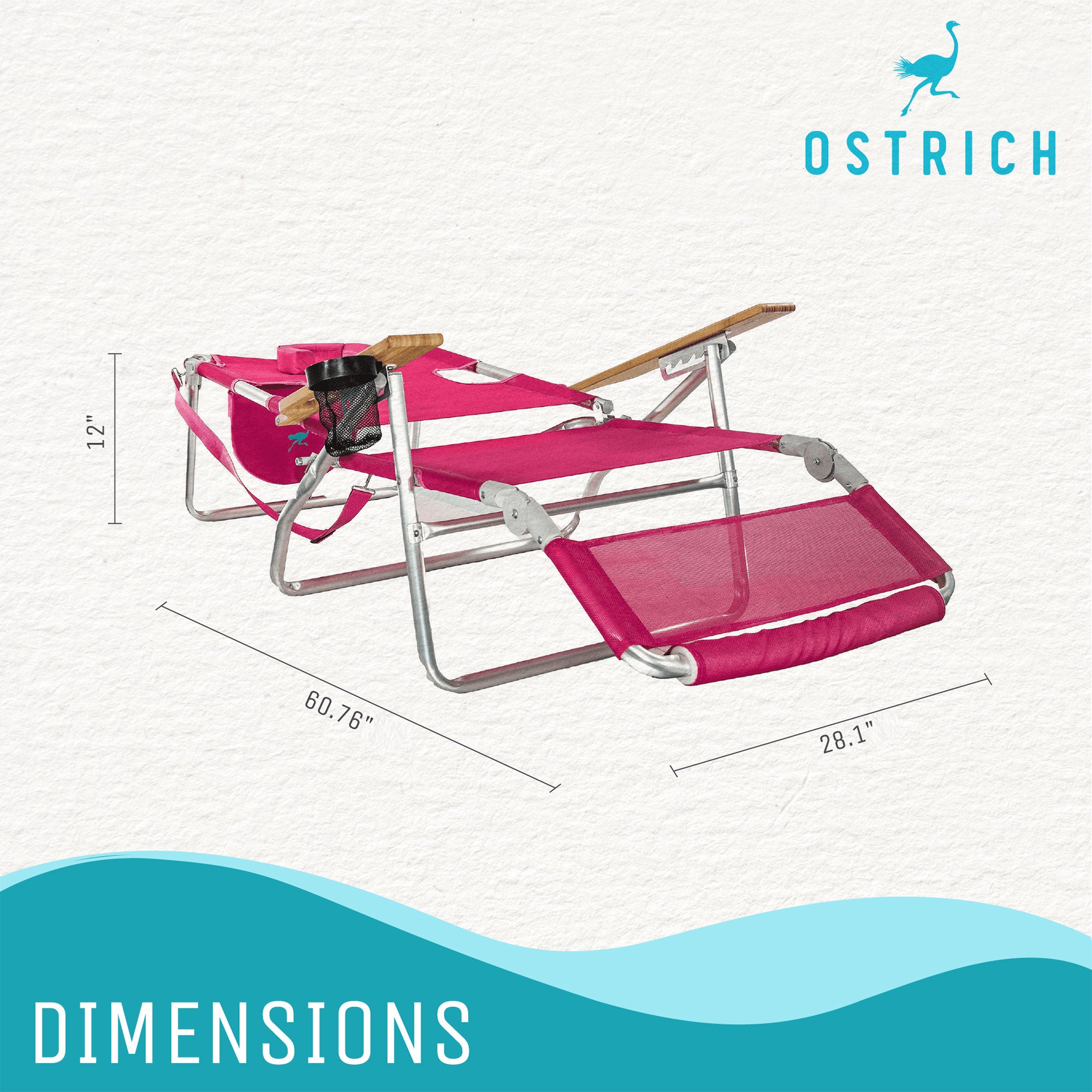 Ostrich 2 Pack 3N1 Lightweight Outdoor Lawn Chair & On-Your-Back Reclining Chair