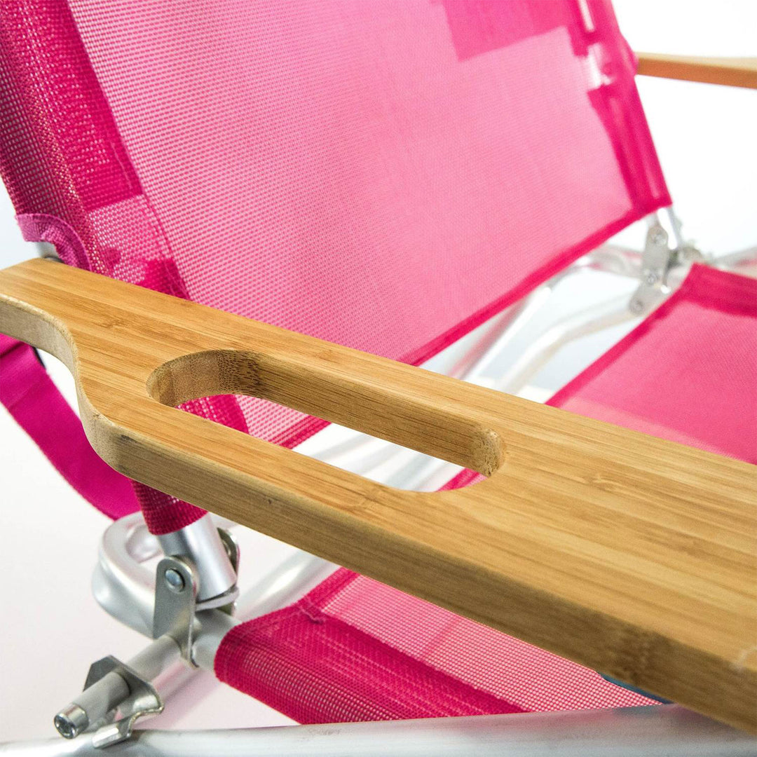 Ostrich Original 3N1 Lightweight Outdoor Beach Lounge Chair with Footrest, Pink - VMInnovations