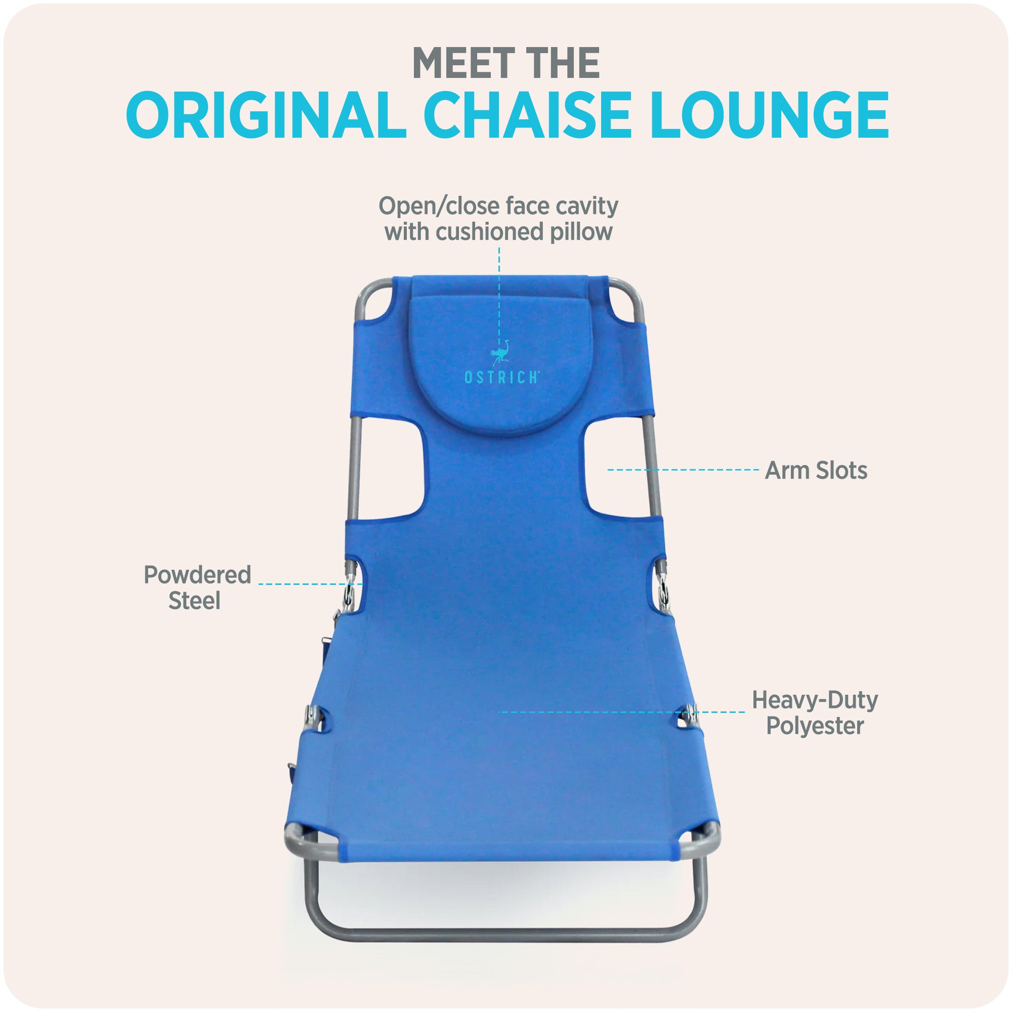 Ostrich The Original Chaise Lounge Portable Beach Chair & Custom Fitted Towel
