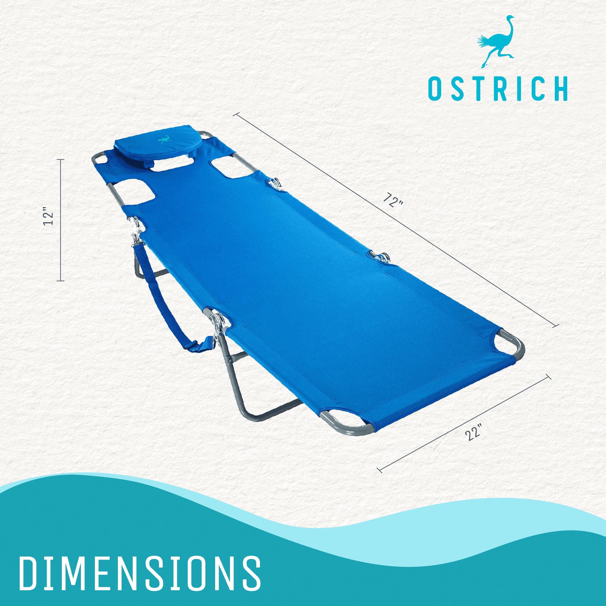 Ostrich Chaise Lounge Folding Portable Sunbathing Poolside Beach Chair (2 Pack) - VMInnovations