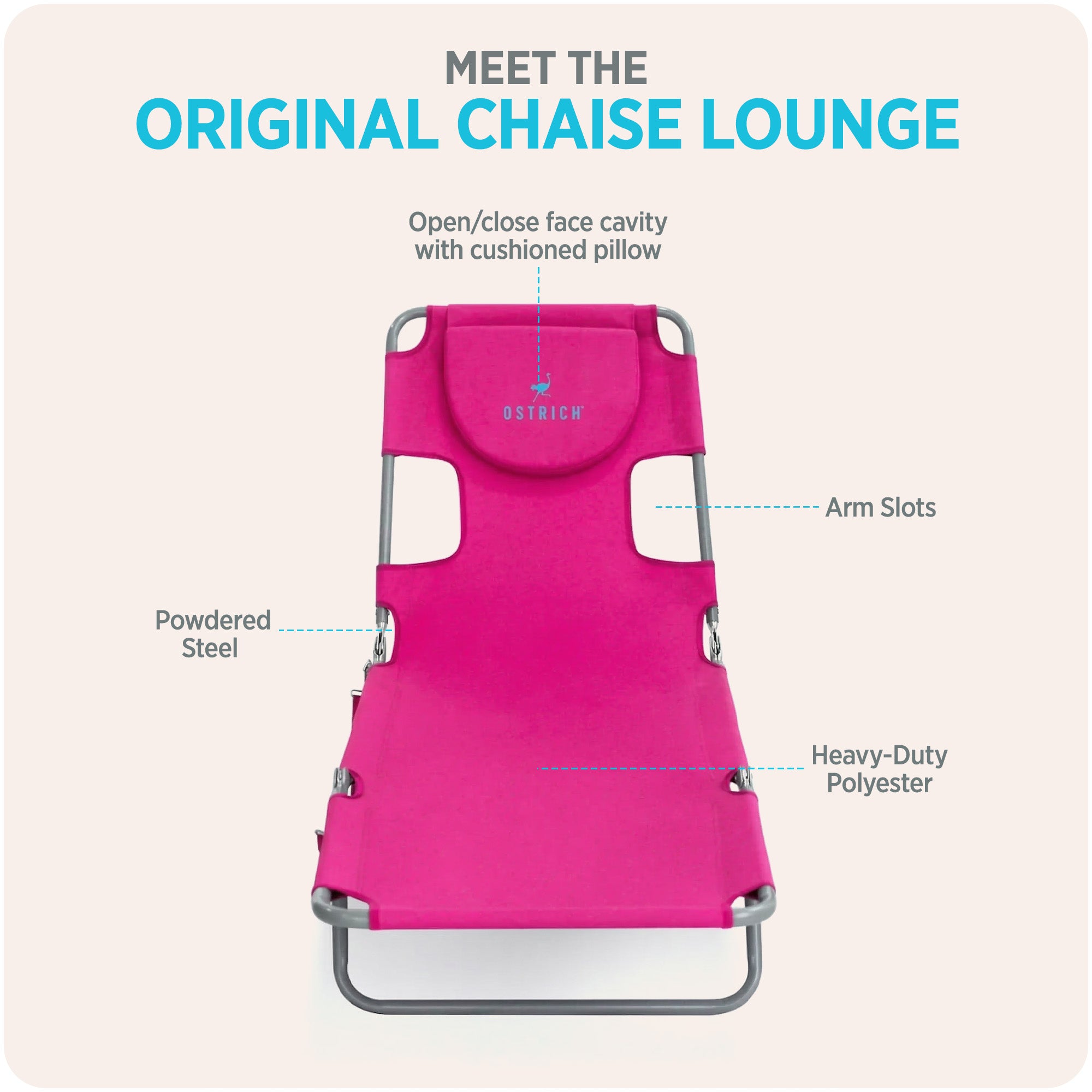 Ostrich The Original Chaise Lounge Portable Beach Chair & Custom Fitted Towel