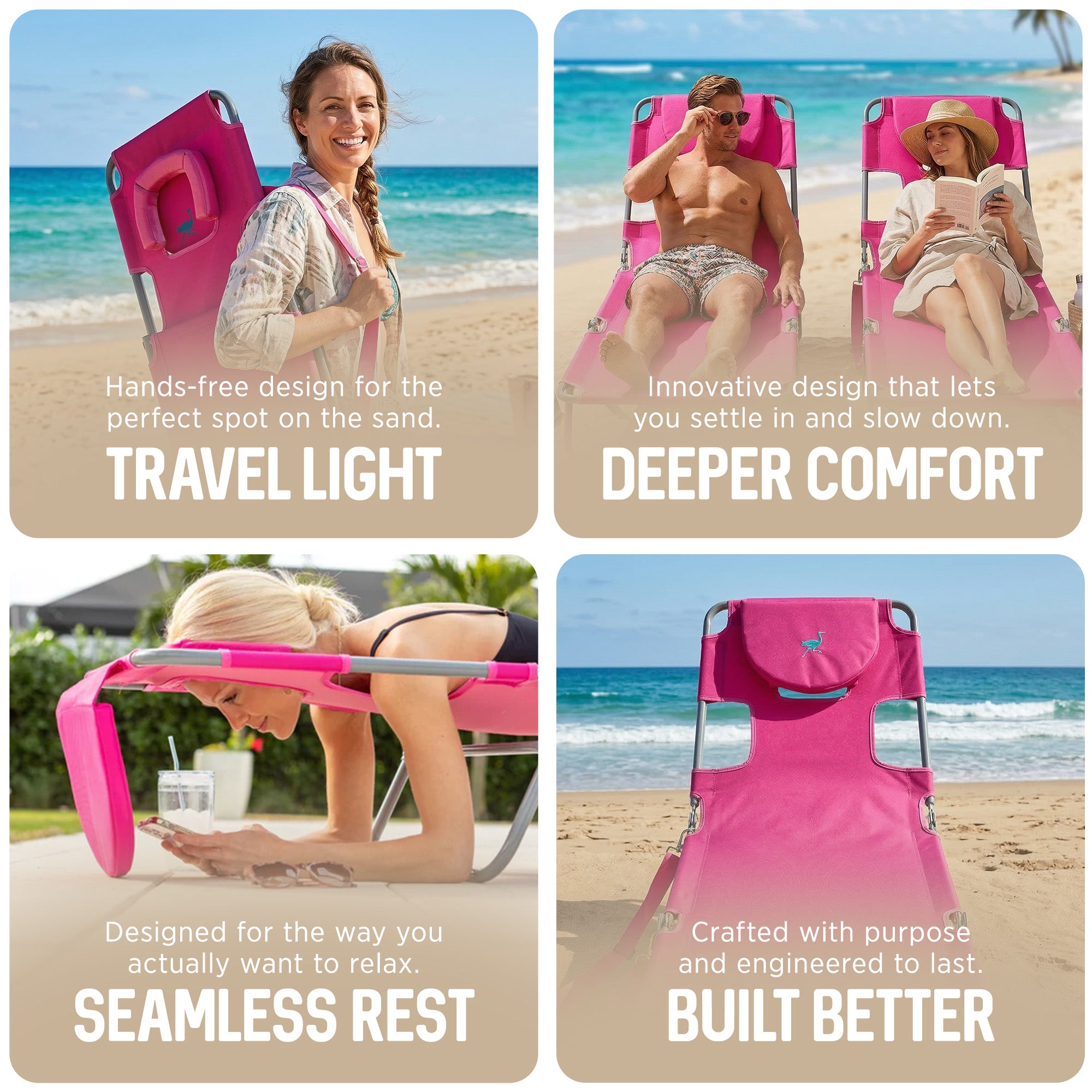 Ostrich The Original Chaise Lounge Portable Beach Chair & Custom Fitted Towel