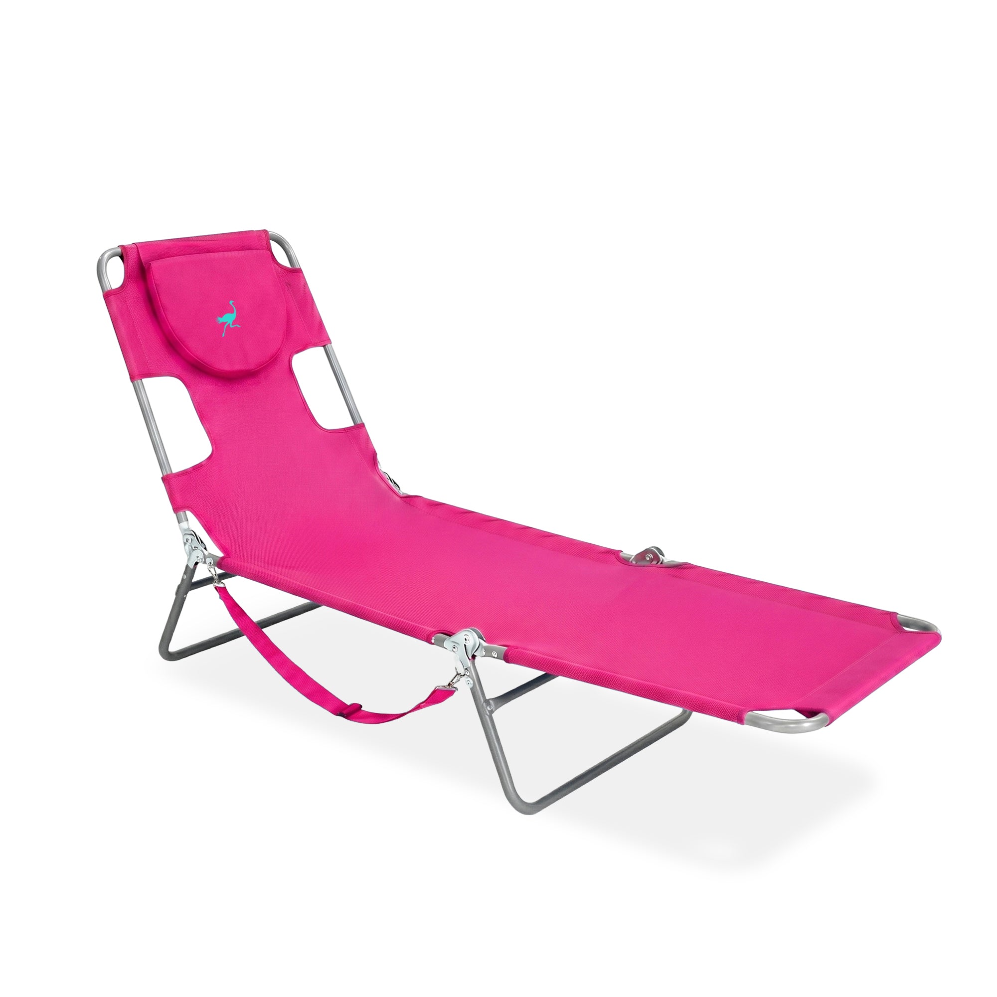 Ostrich Chaise Lounge Folding Sunbathing Poolside Beach Chair, Pink (For Parts) - VMInnovations