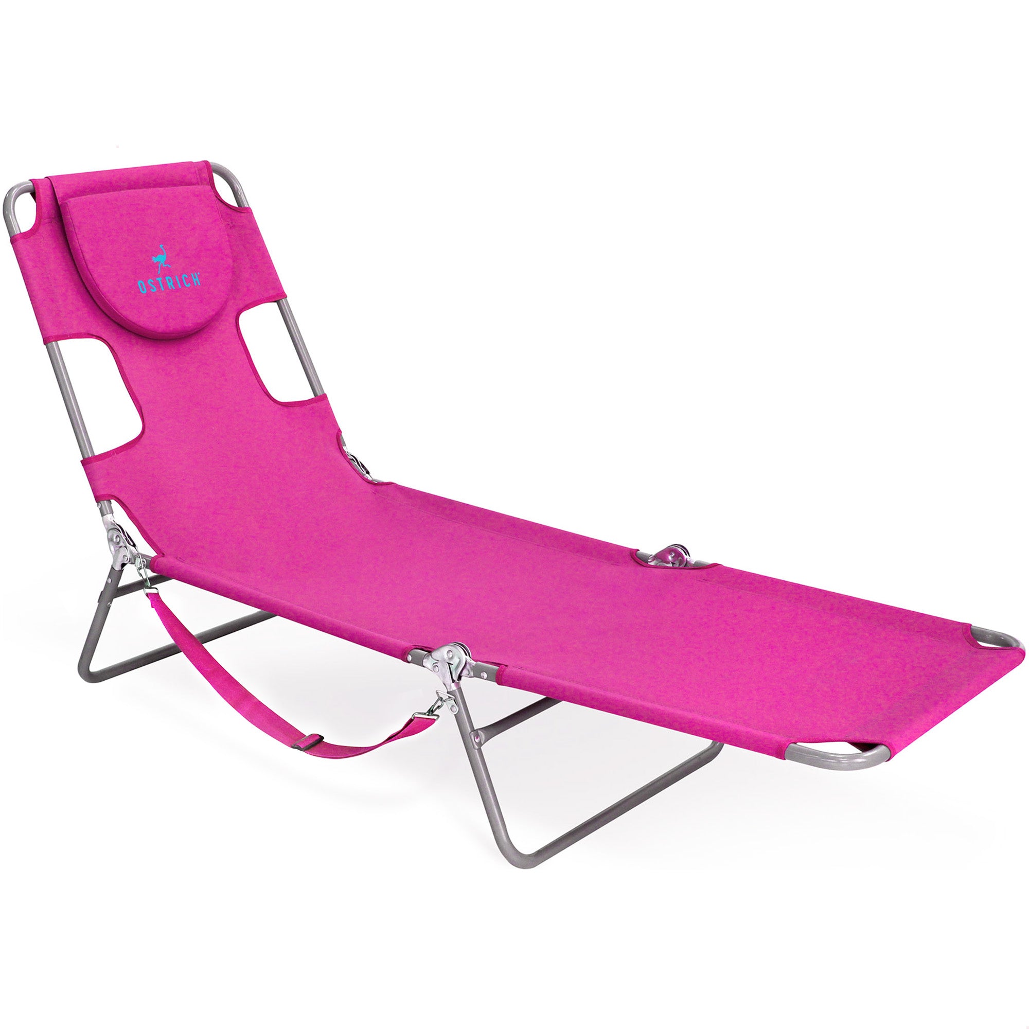 Ostrich Chaise Lounge, Facedown Beach Camping Pool Tanning Chair, Pink(Open Box) - VMInnovations