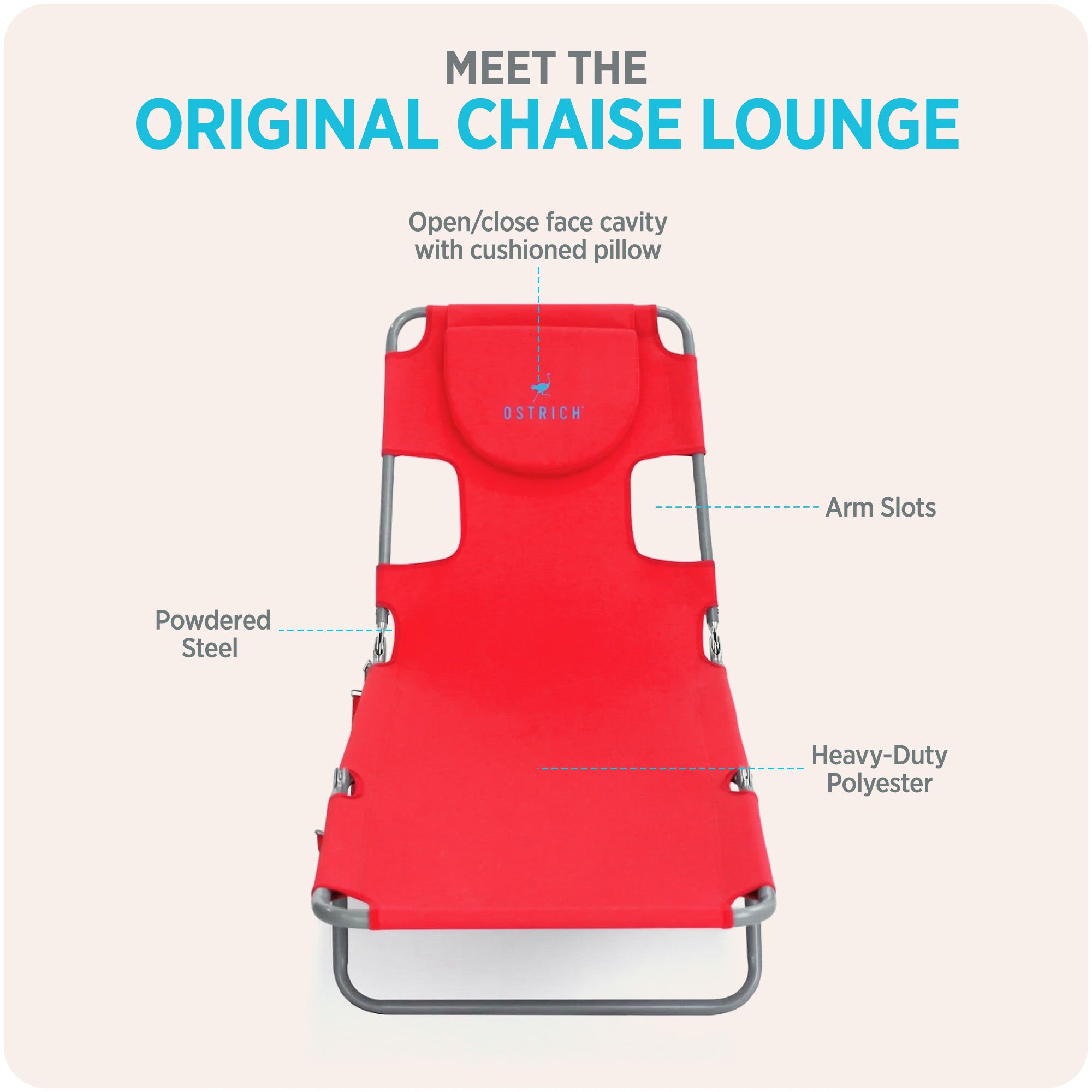 Ostrich The Original Chaise Lounge Portable Beach Chair & Custom Fitted Towel