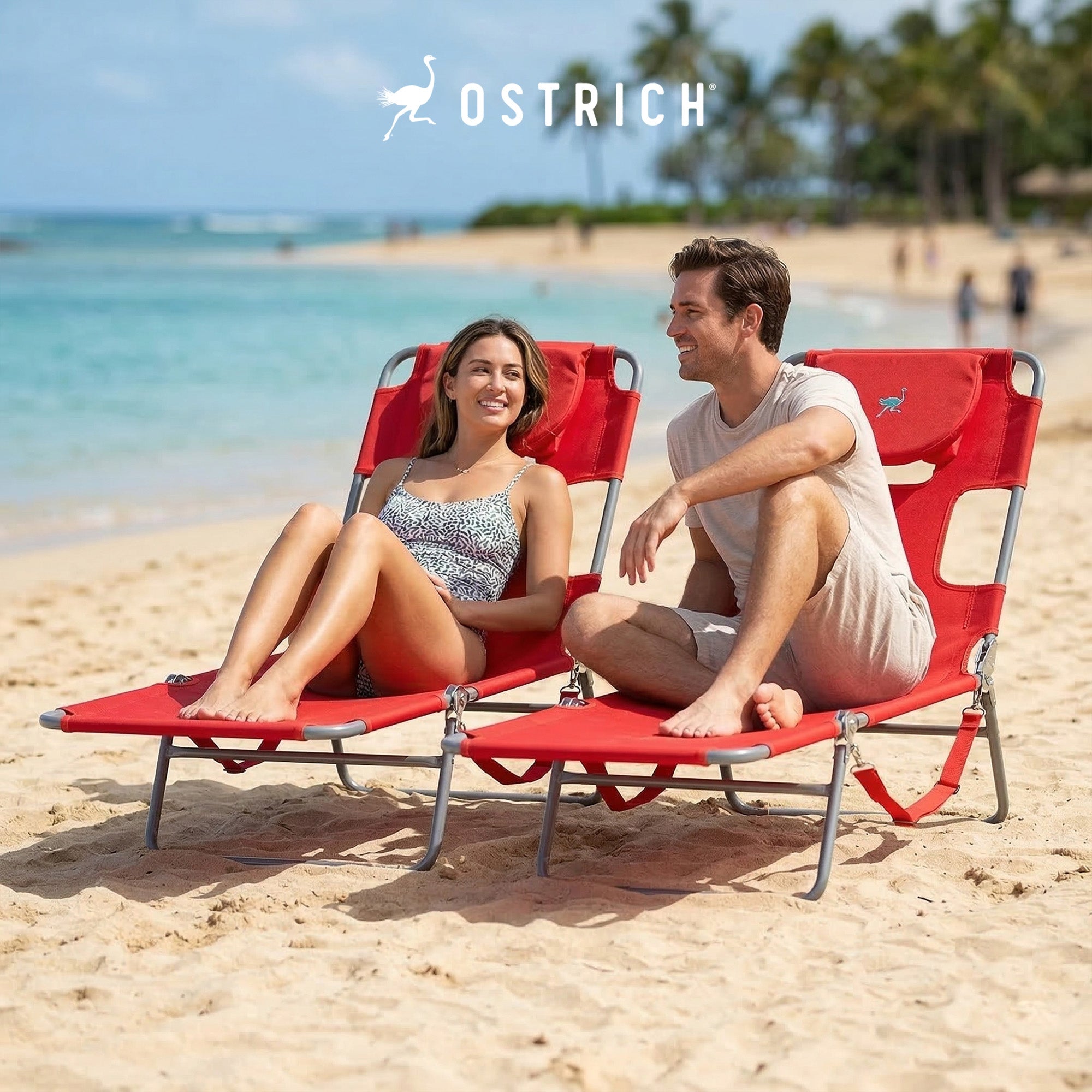 Ostrich The Original Chaise Lounge Portable Beach Chair & Custom Fitted Towel