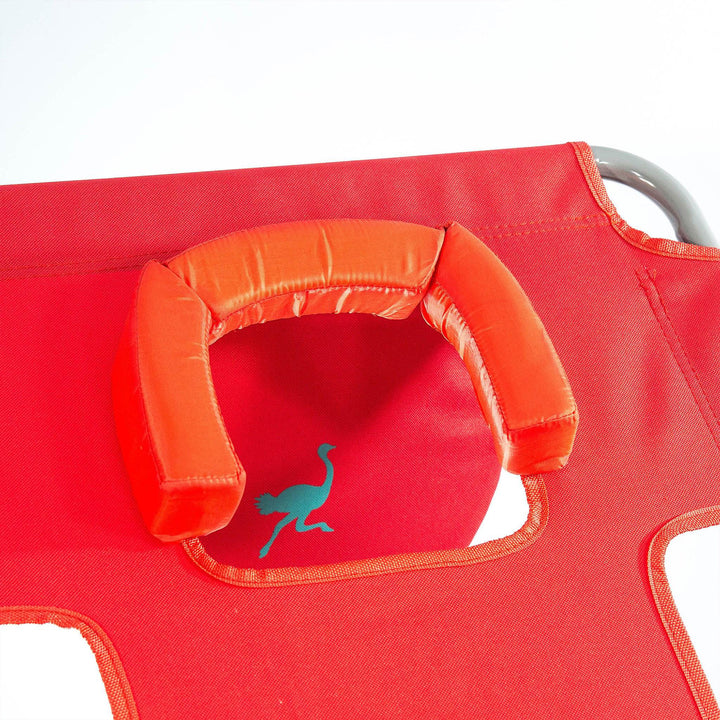 Ostrich Chaise Lounge, Portable Facedown Beach Camping Pool Tanning Chair, Red - VMInnovations