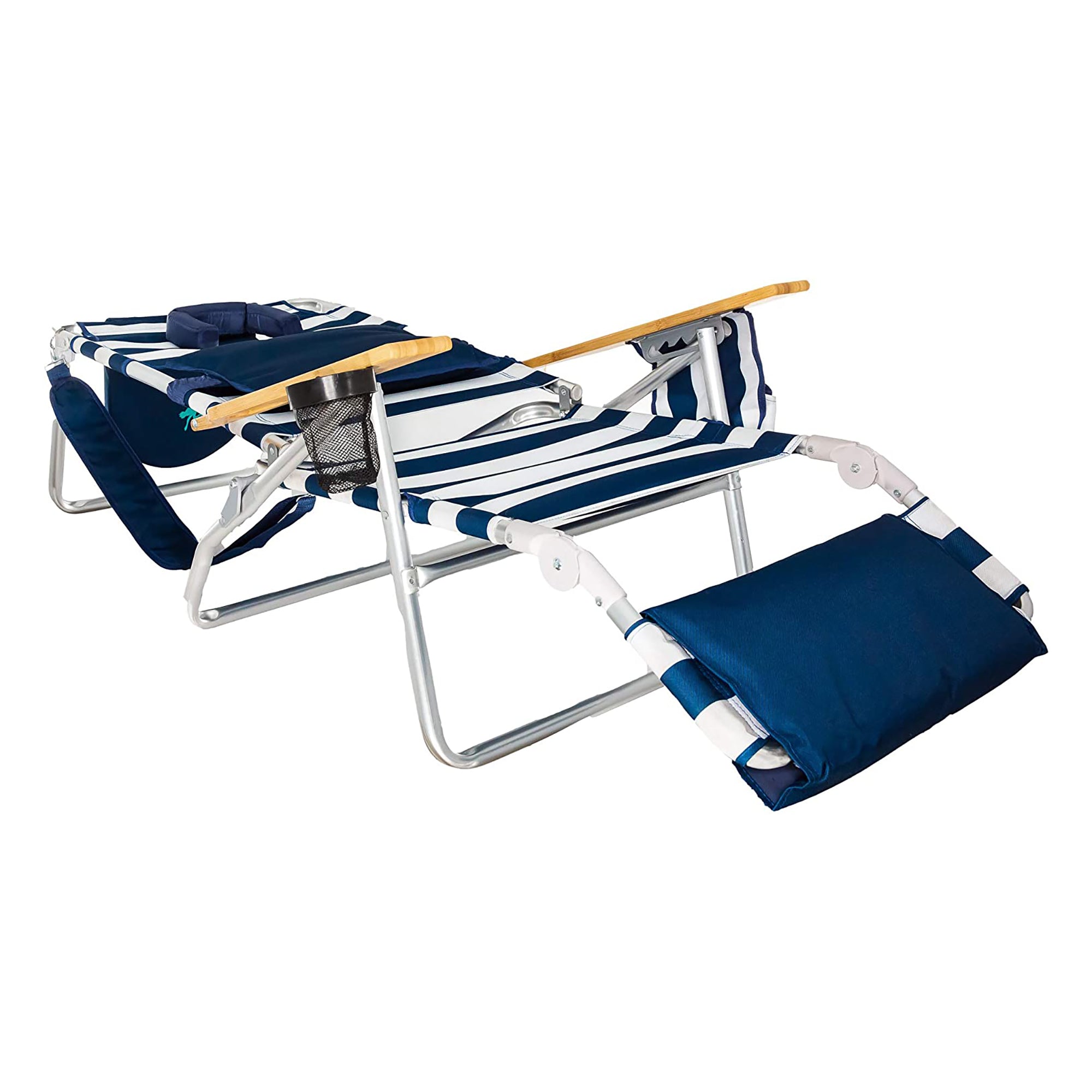 Ostrich Deluxe 3N1 Outdoor Lawn Beach Lounge Chair w/ Footrest, Stripe(Open Box) - VMInnovations