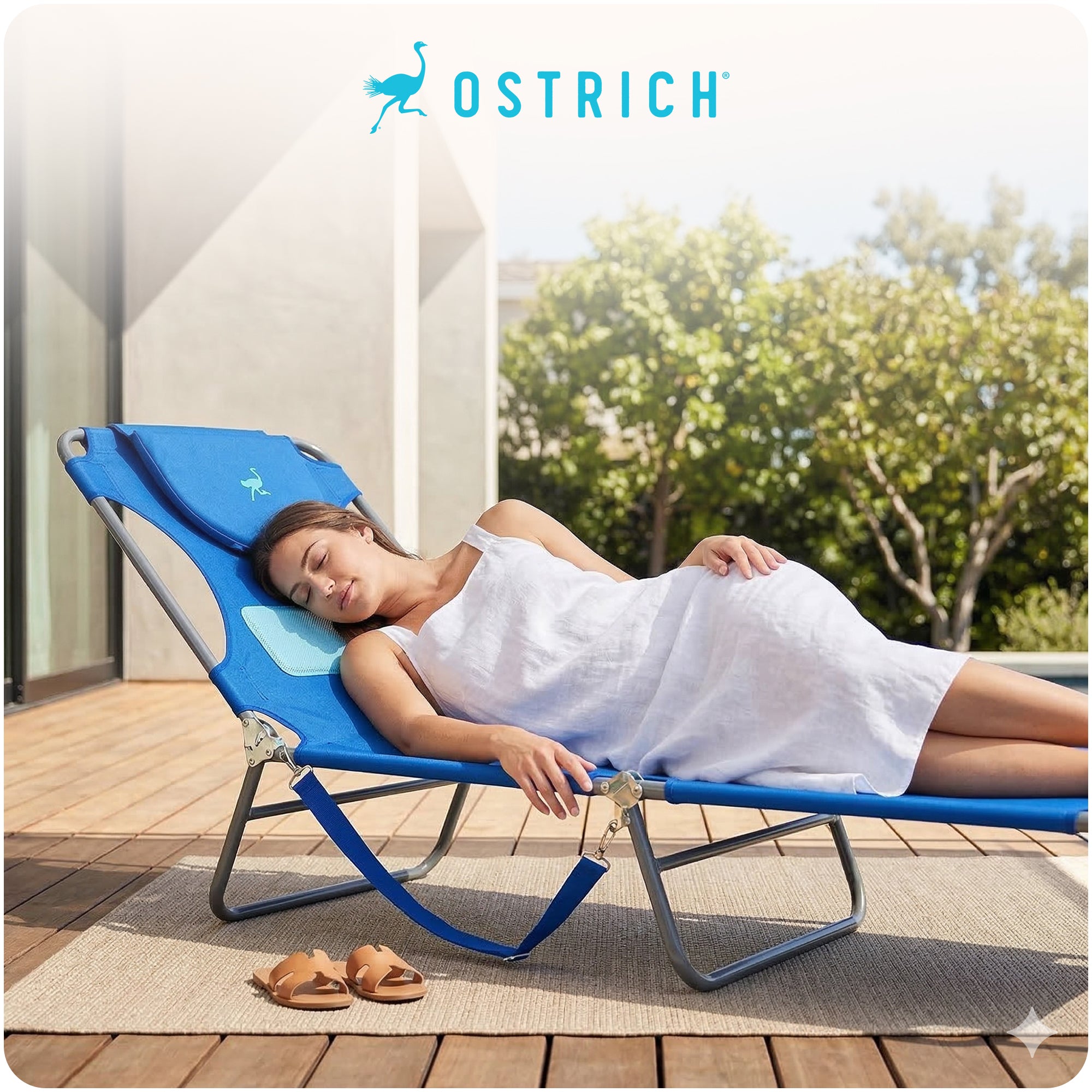 Ostrich The Ladies Comfort Lounger Foldable Beach Chair and Custom Fitted Towel